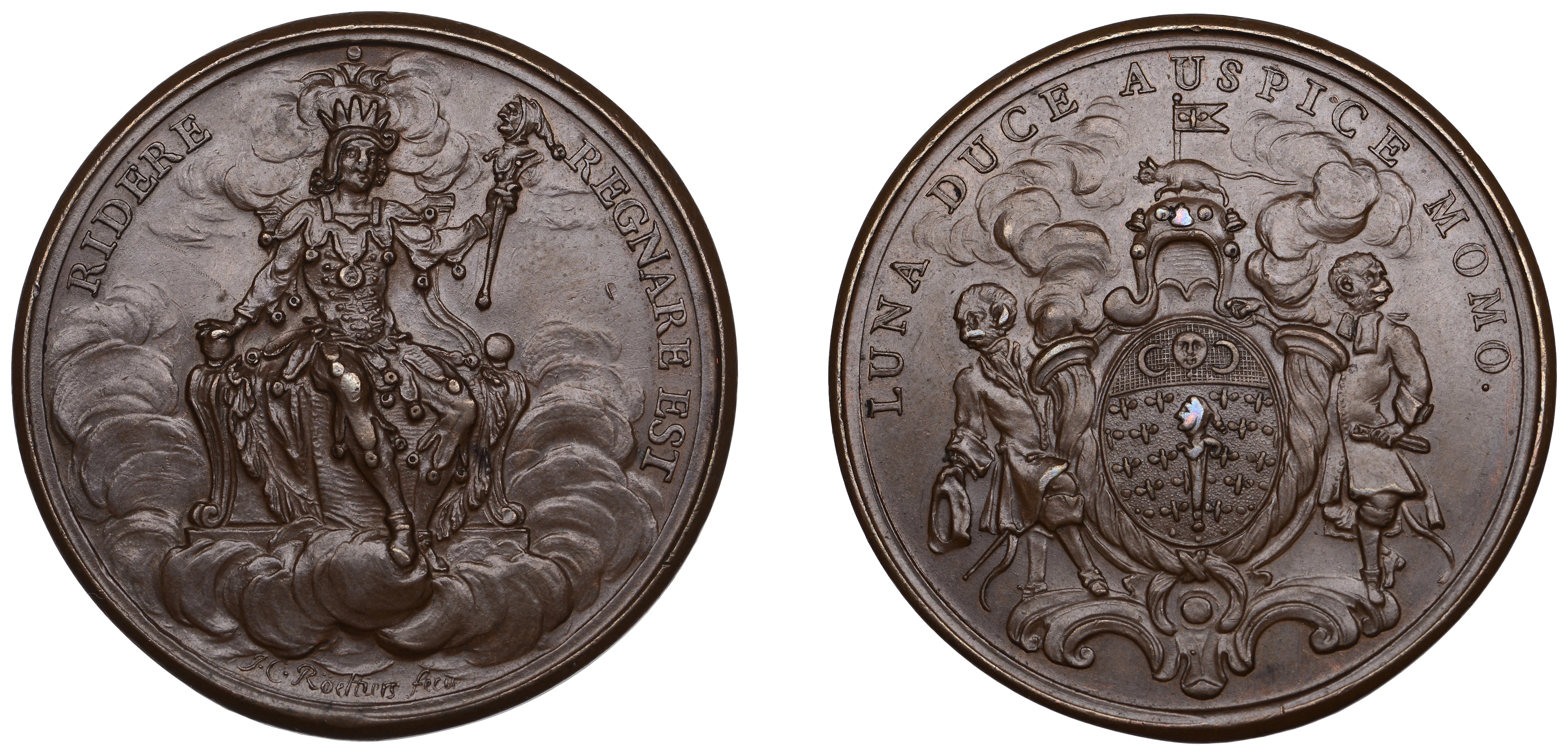 France, Régiment de la Calotte, undated, a bronze medal by J.C. Roettiers