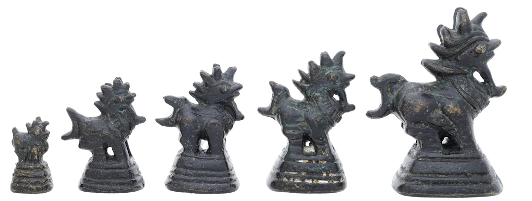 Burma, Myanmar, a set of five cast 18th-19th Century bronze Opium