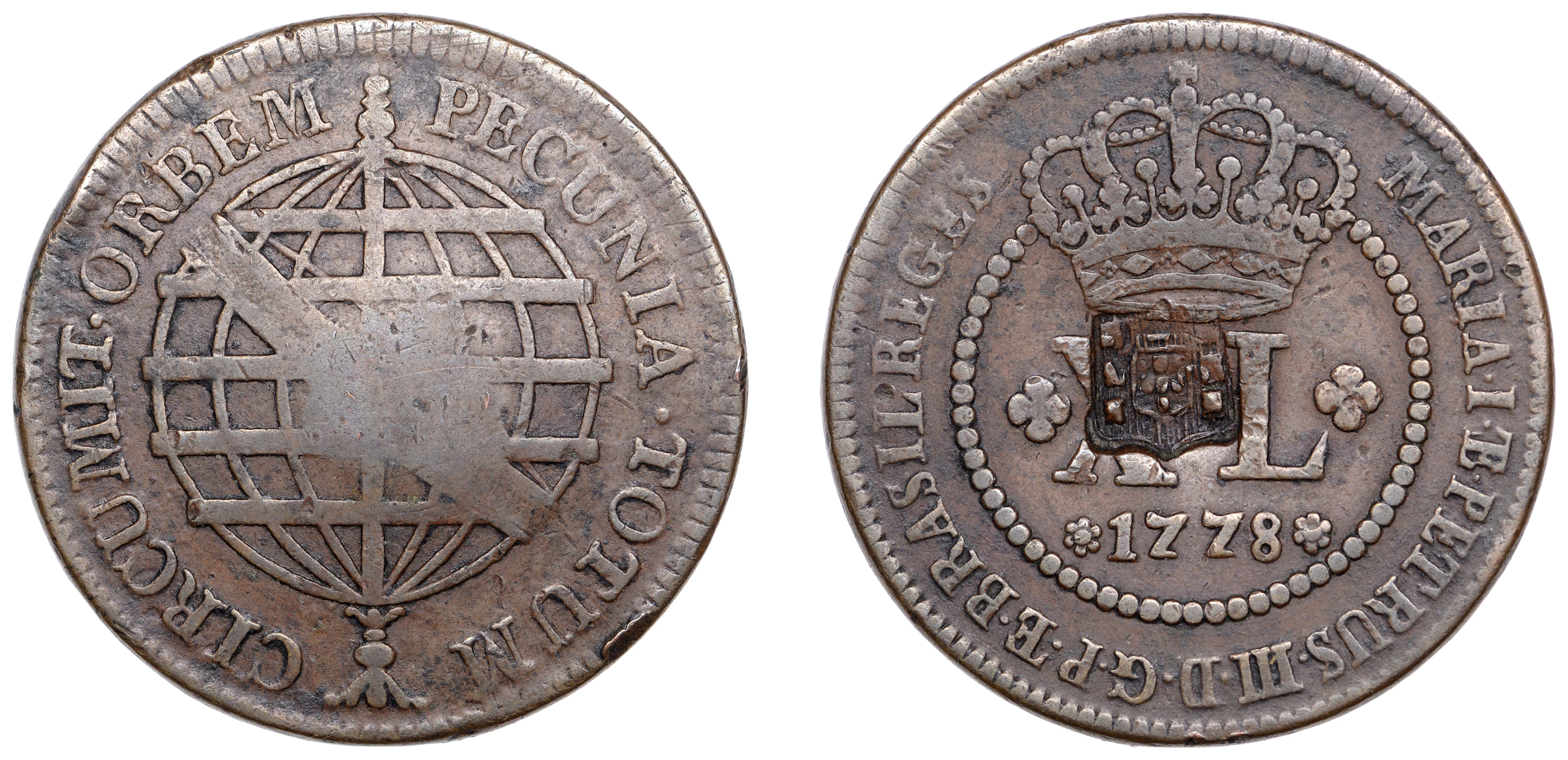 Brazil, Maria I and Pedro III, 80 Réis, c. 1809, countermarked on