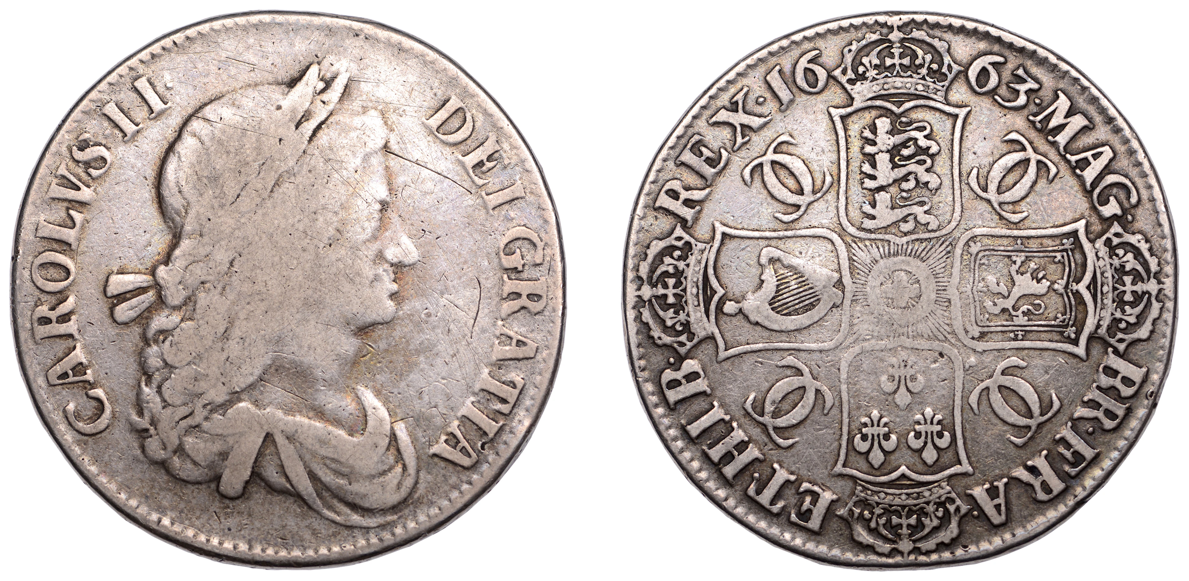 Charles II (1660-1685), Crown, 1663, first bust, edge xv (ESC 353;