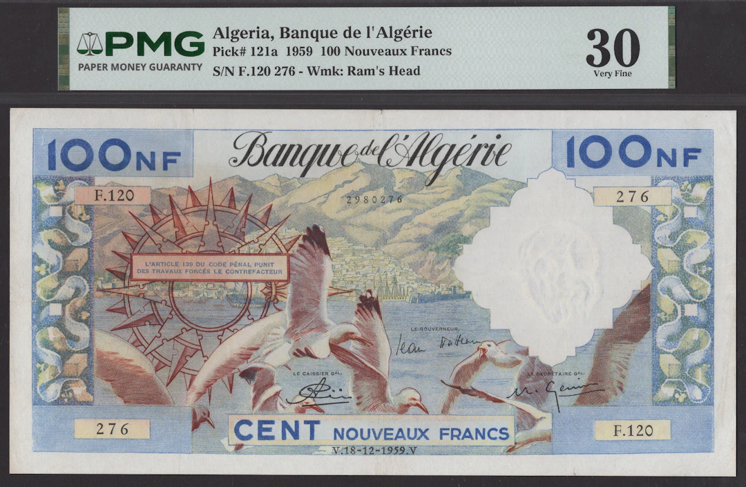Banque de l’Algerie, 100 Nouveaux Francs, 18 December 1959, serial