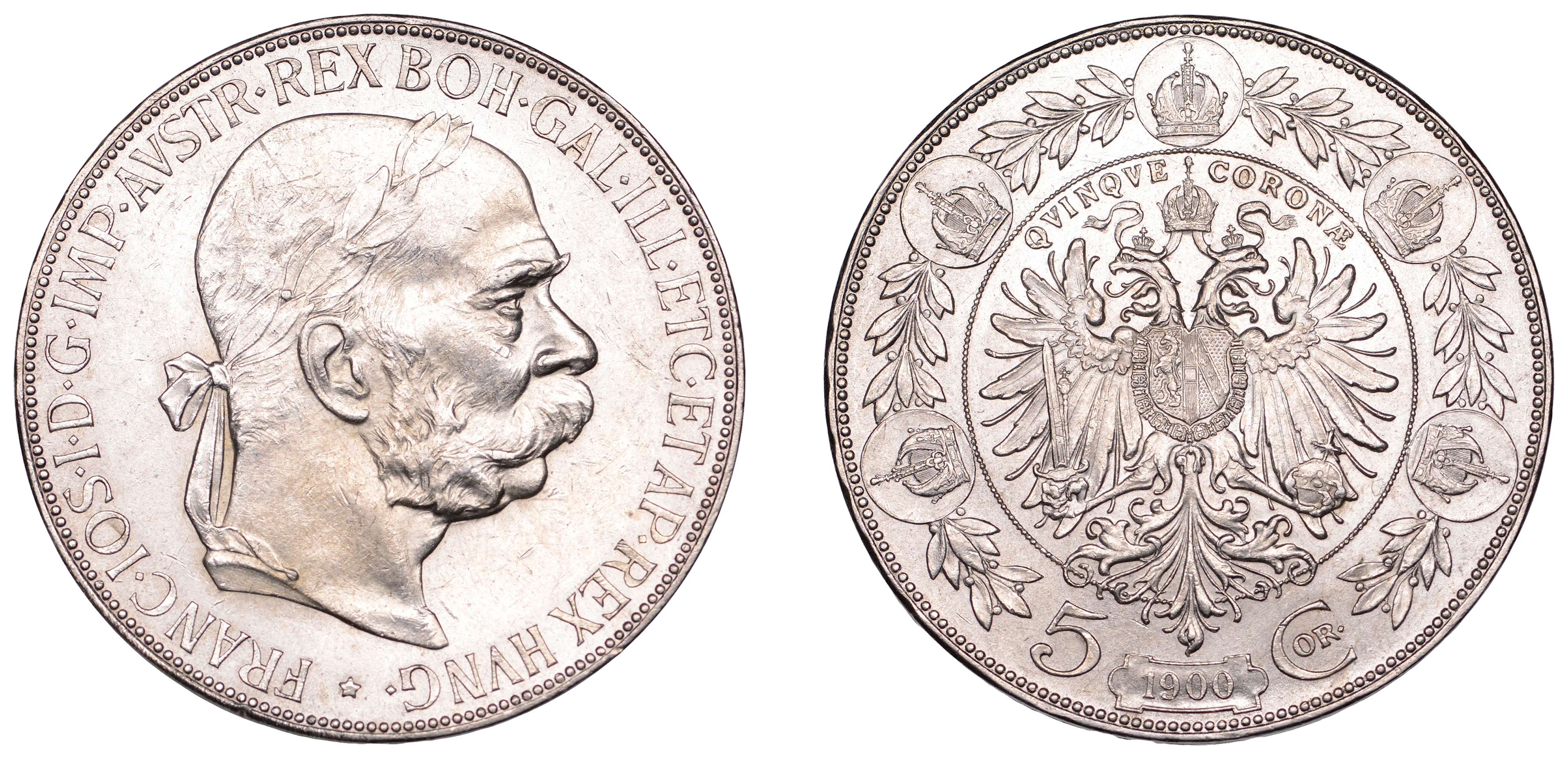 Austria, Franz Joseph I, 5 Corona, 1900, Vienna (KM 2807). Obverse