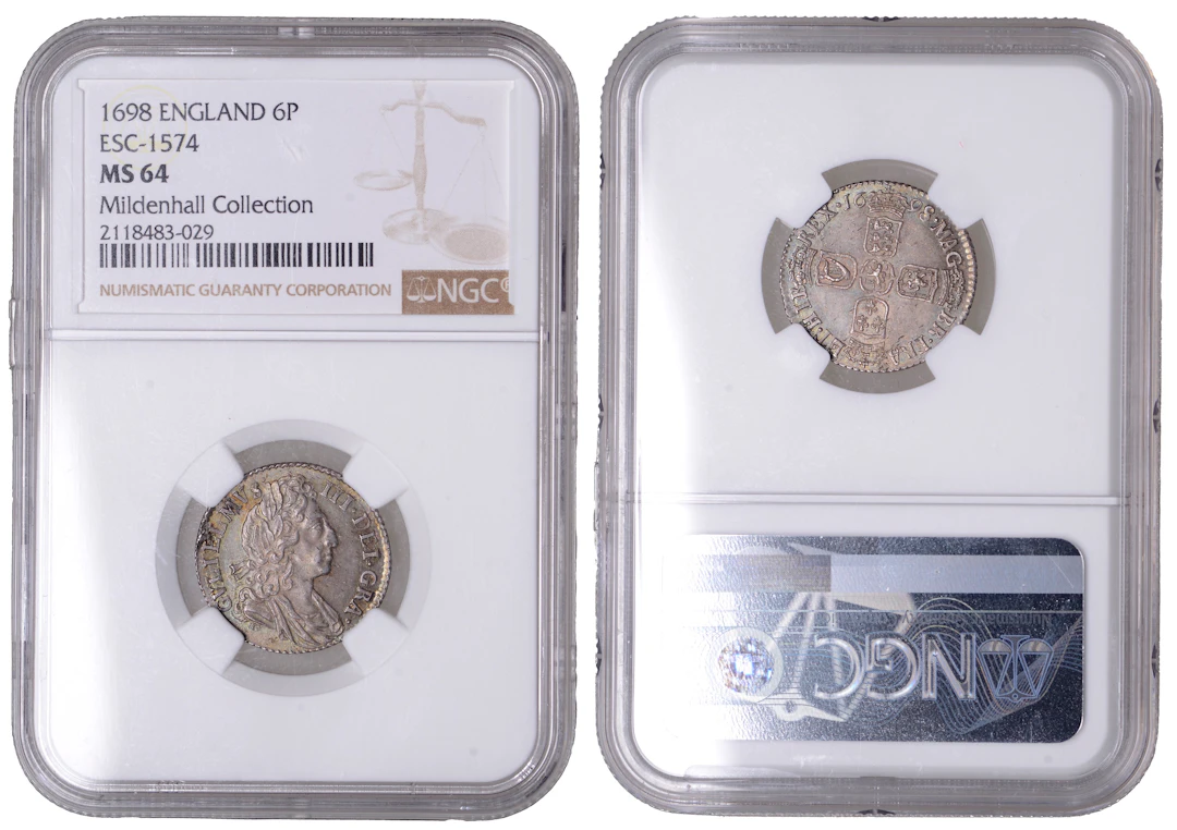 William III (1694-1702), Sixpence, 1698, third bust, large crowns
