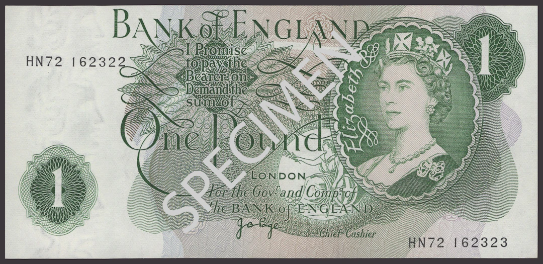 ERROR: Bank of England, John B. Page, £1, 1970, mismatched serial