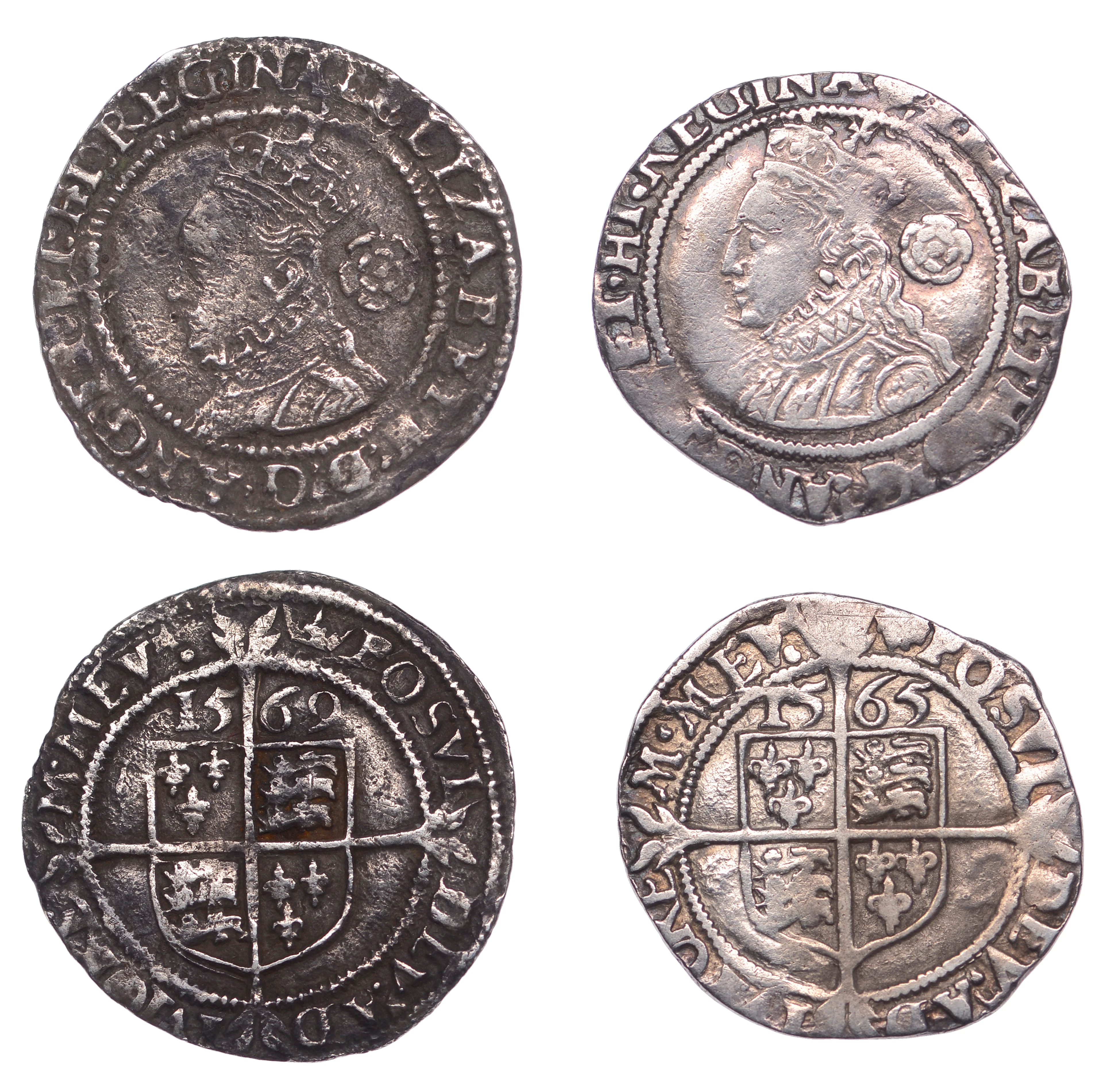 Elizabeth I, Third issue, Threepences (2), 1565, mm. rose over pheon