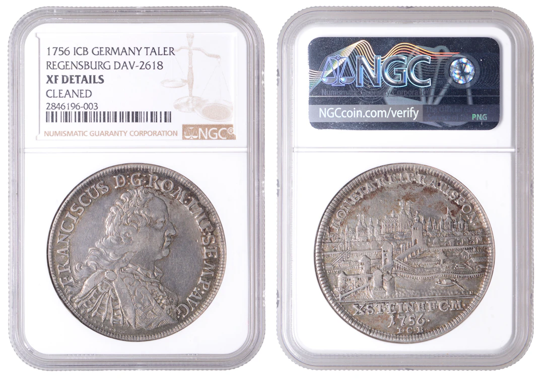 Germany, Regensburg, FREE CITY, Franz I, Thaler, 1756 icb, City View