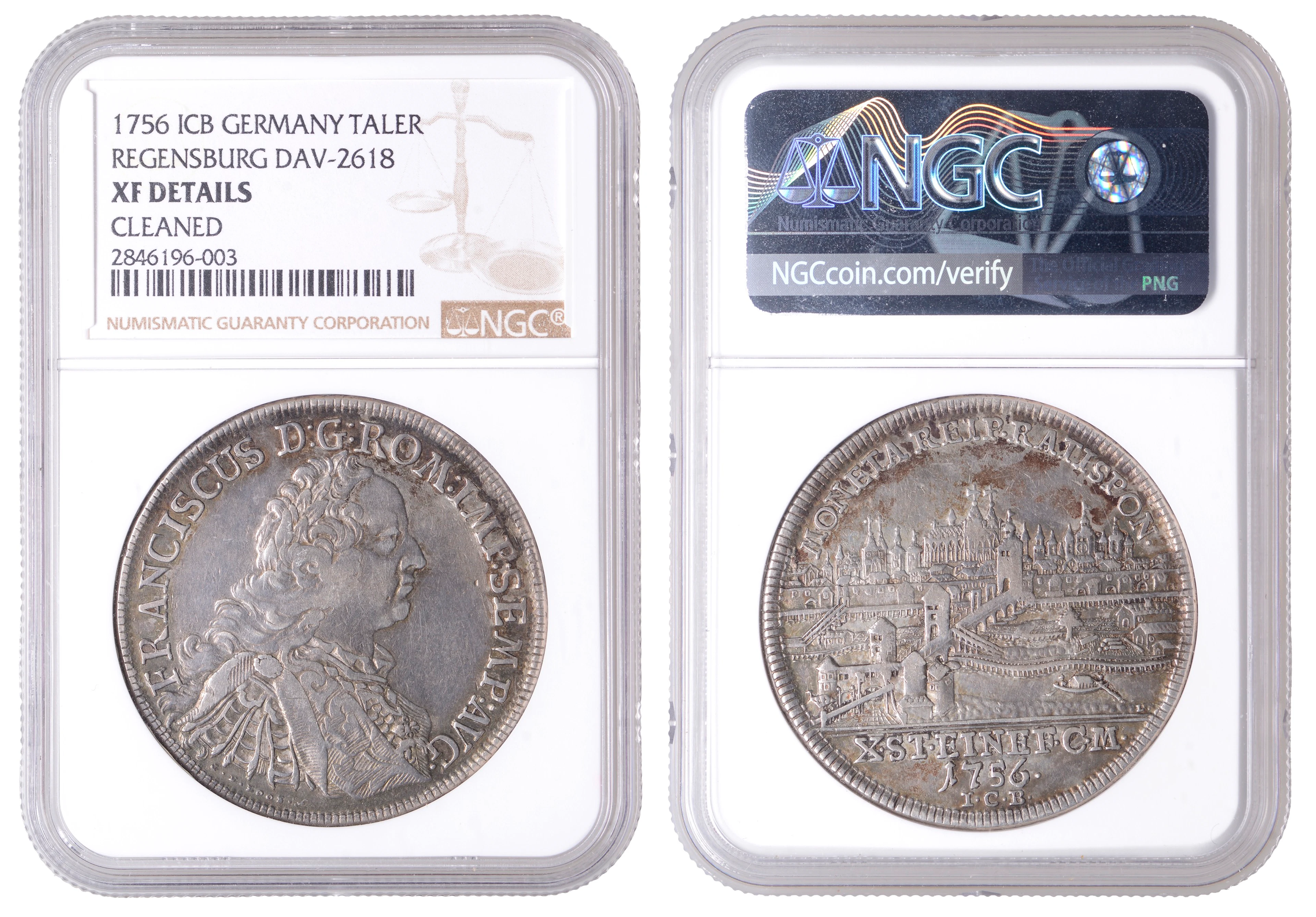 Germany, Regensburg, FREE CITY, Franz I, Thaler, 1756 icb, City View