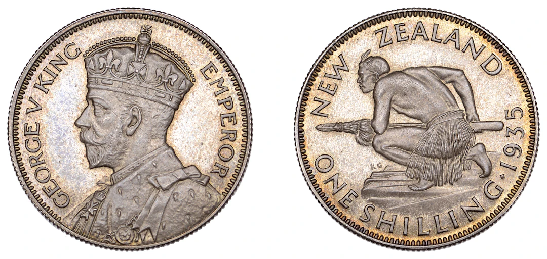 New Zealand, George V, Proof Shilling, 1935, London (KM 3). Prettily
