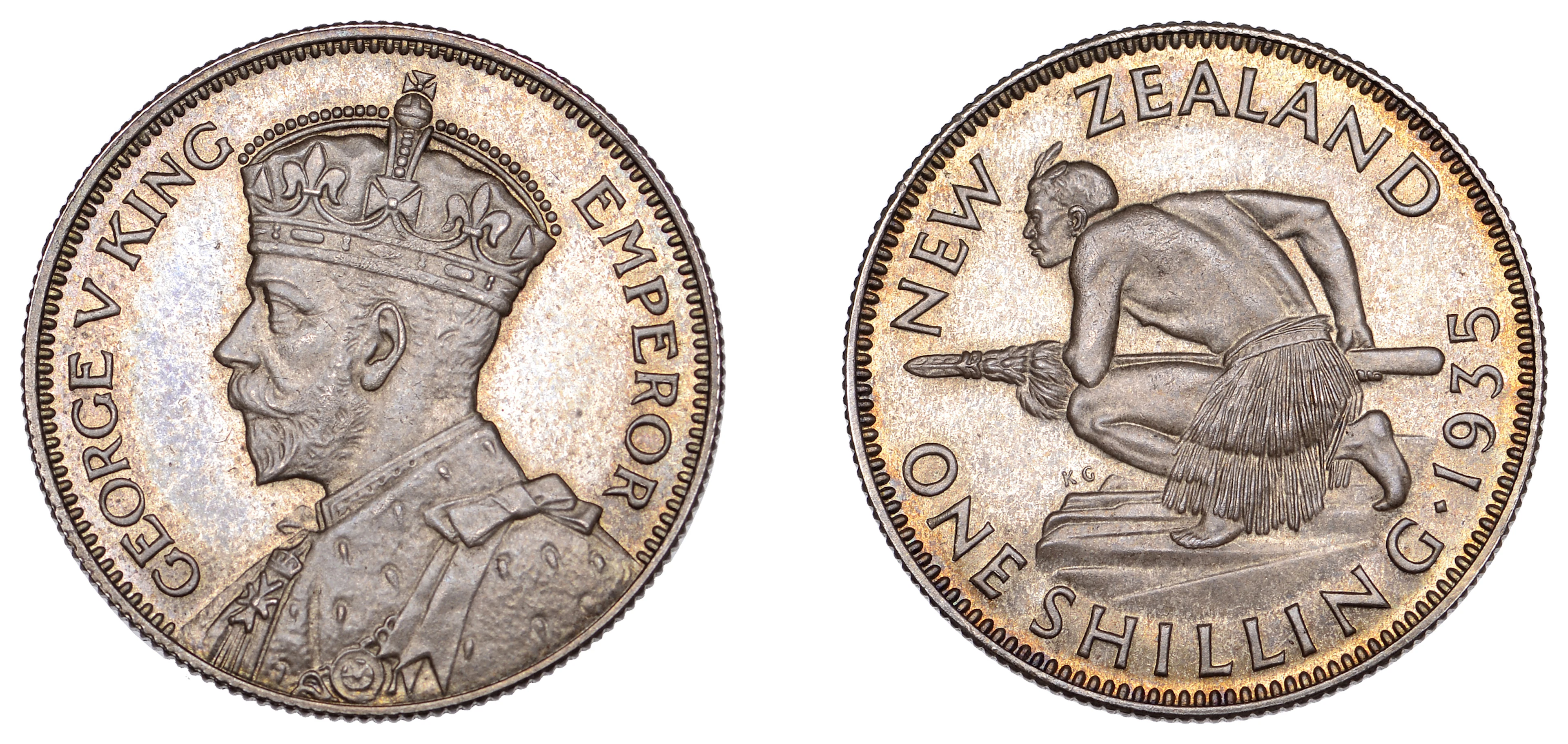 New Zealand, George V, Proof Shilling, 1935, London (KM 3). Prettily
