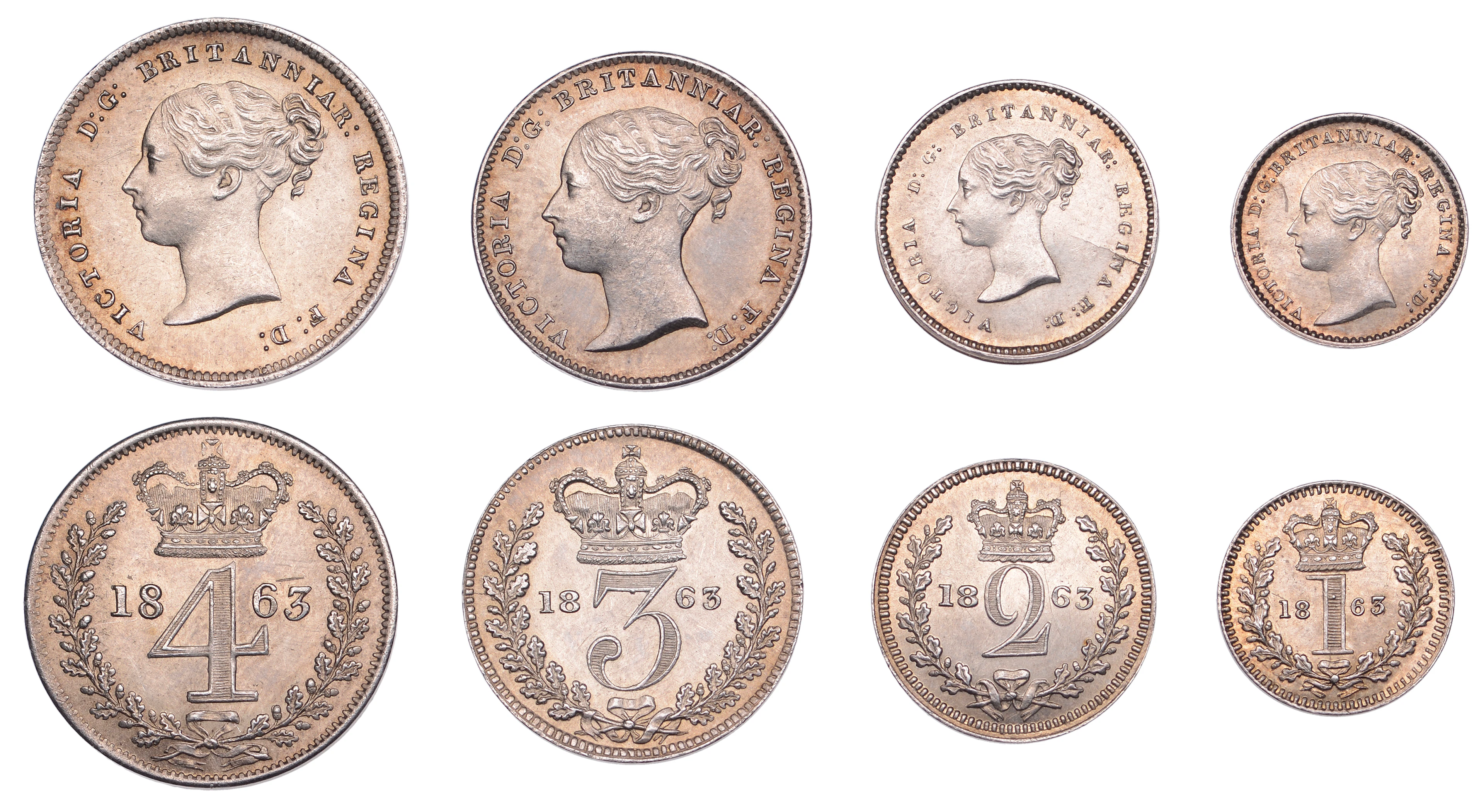 Victoria (1837-1901), Maundy Set, 1863 (ESC 3511; S 3916) [4]. Very
