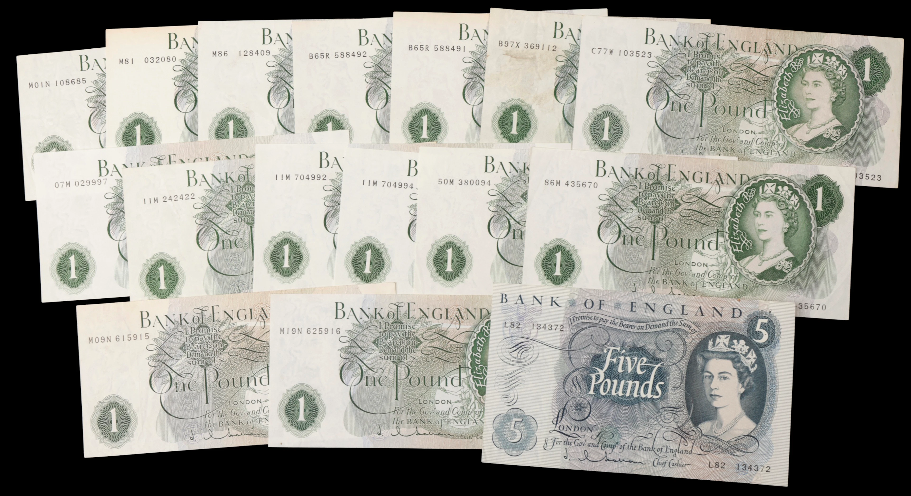 Bank of England, Jasper Q. Hollom, £1 (3), and replacement £1, (12)