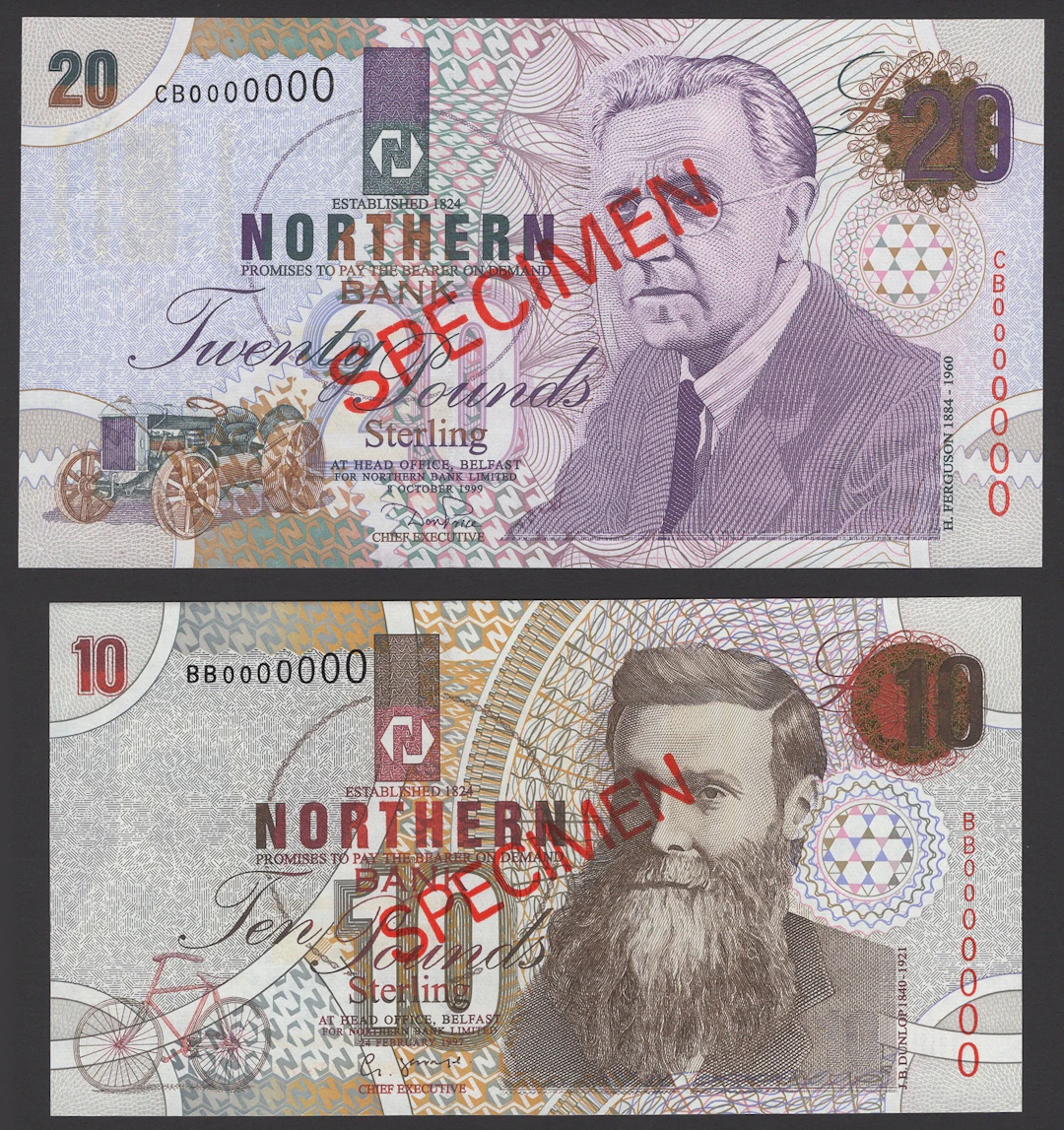 Northern Bank Limited, specimen £10, 24 February 1997, serial number
