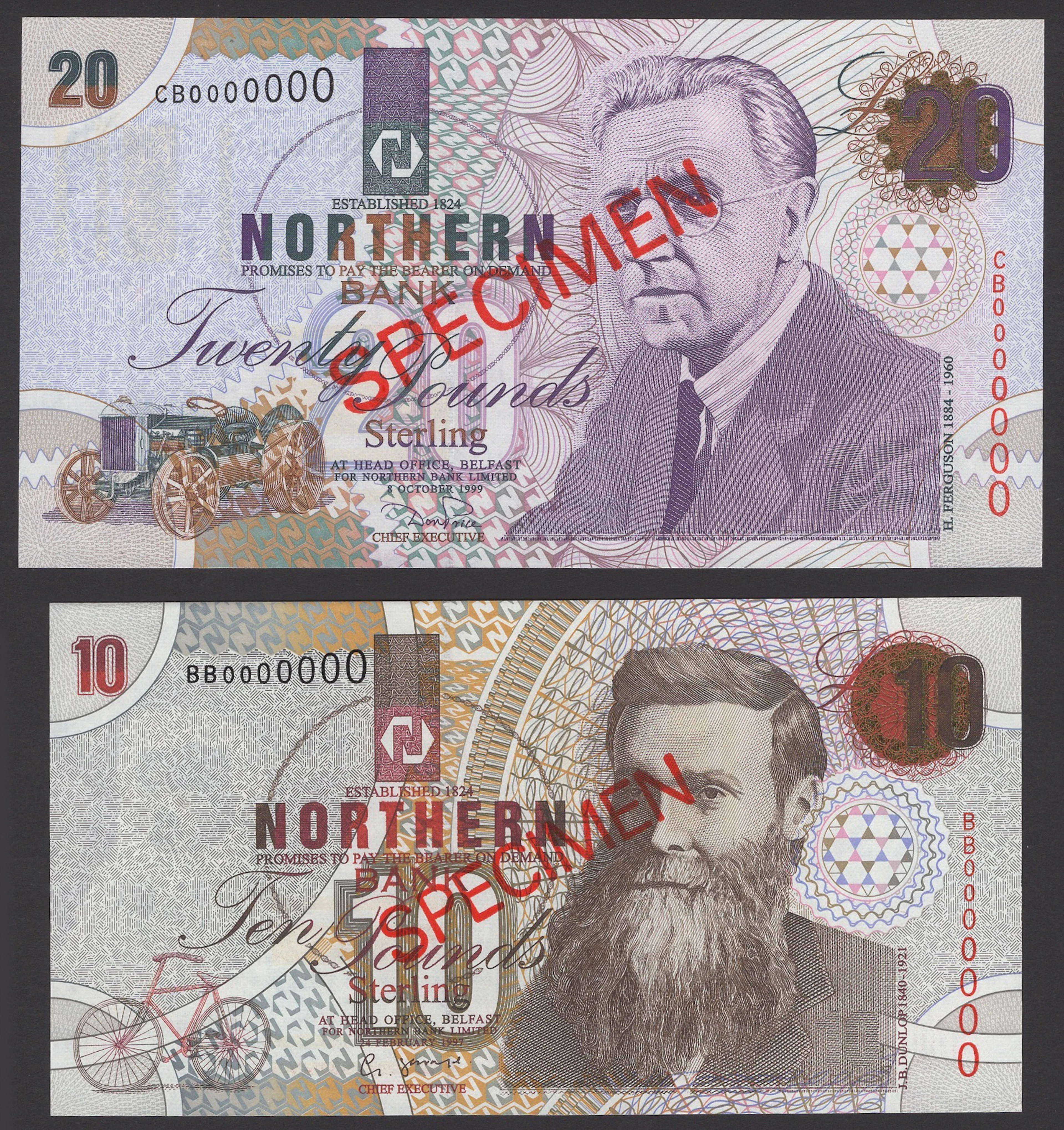 Northern Bank Limited, specimen £10, 24 February 1997, serial number