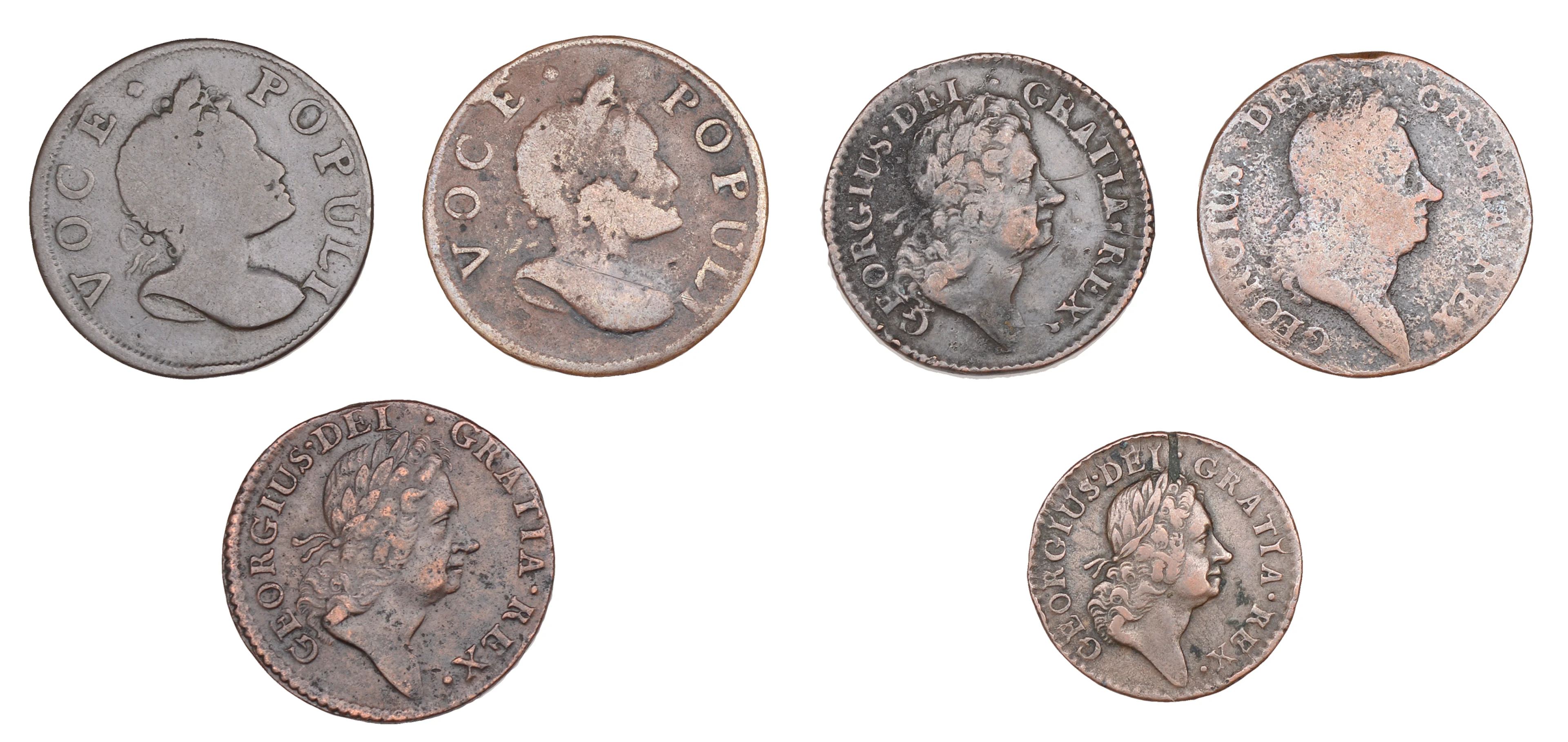United States of America, Colonial, Wood’s Coinage, Halfpennies (3)