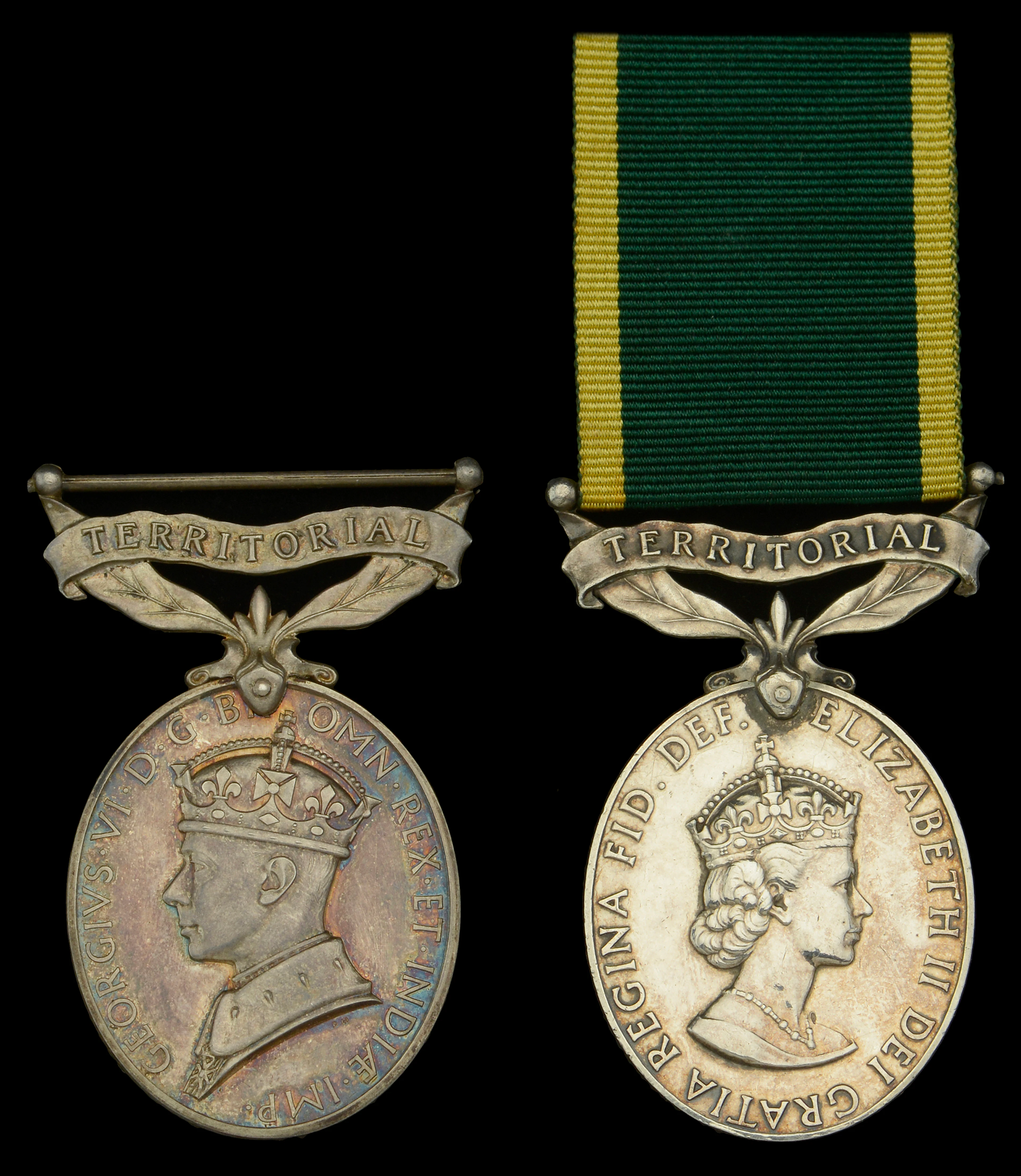 Efficiency Medal (2), G.VI.R., 1st issue, Territorial (3057423 Gnr.