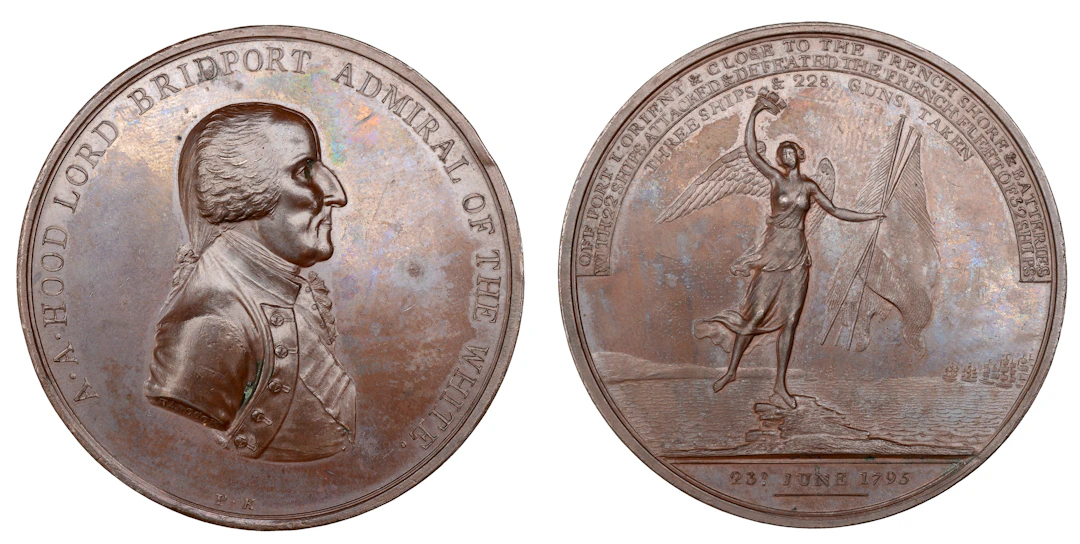 Action off Isle de Groix, 1795, a copper medal by J.G. Hancock, bust