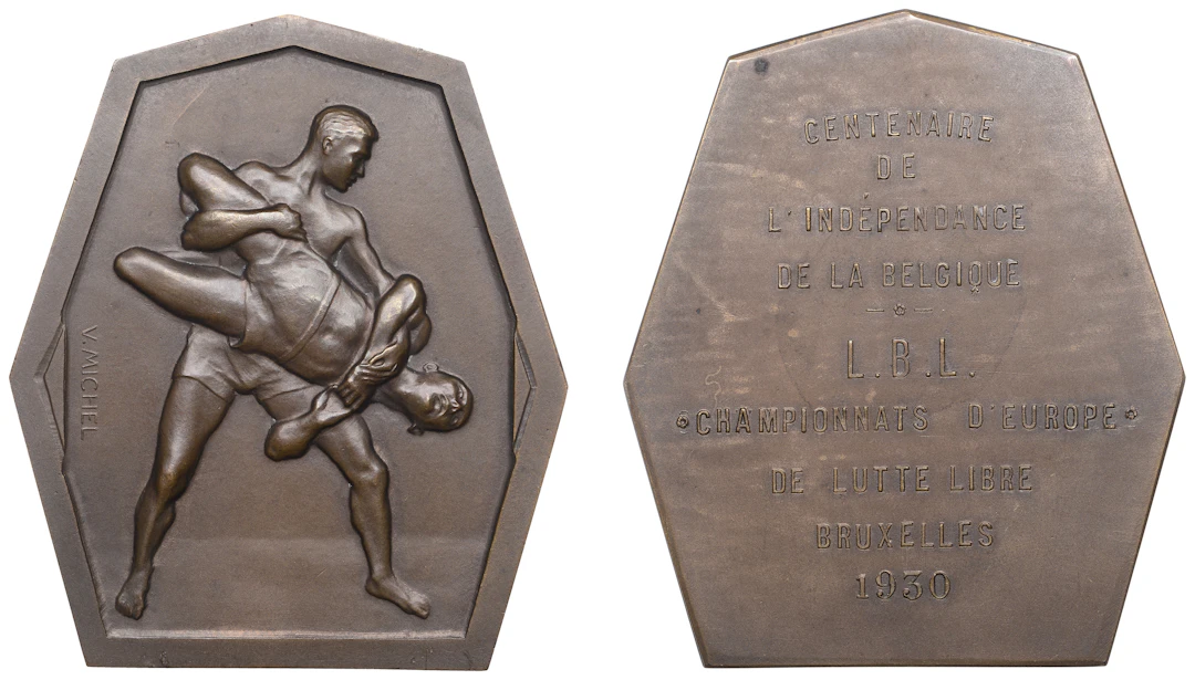 BELGIUM, Lutte libre [Freestyle Wrestling], 1930, a heptagonal bronze