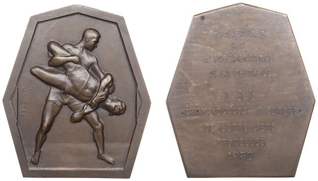 BELGIUM, Lutte libre [Freestyle Wrestling], 1930, a heptagonal bronze