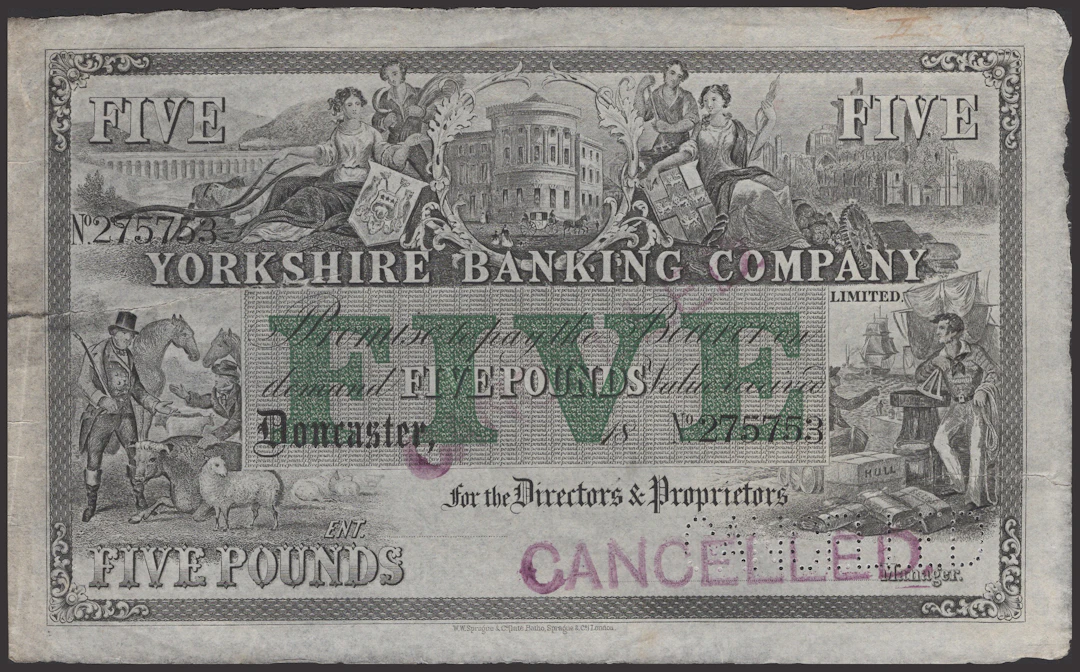 Yorkshire Banking Company Limited, Doncaster, unissued £5, 18- (1880-1901)