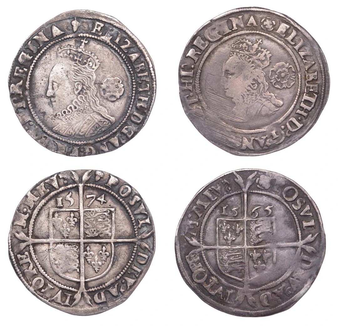 Elizabeth I, Sixpences (2), Third issue, 1565, mm. rose, bust 1F