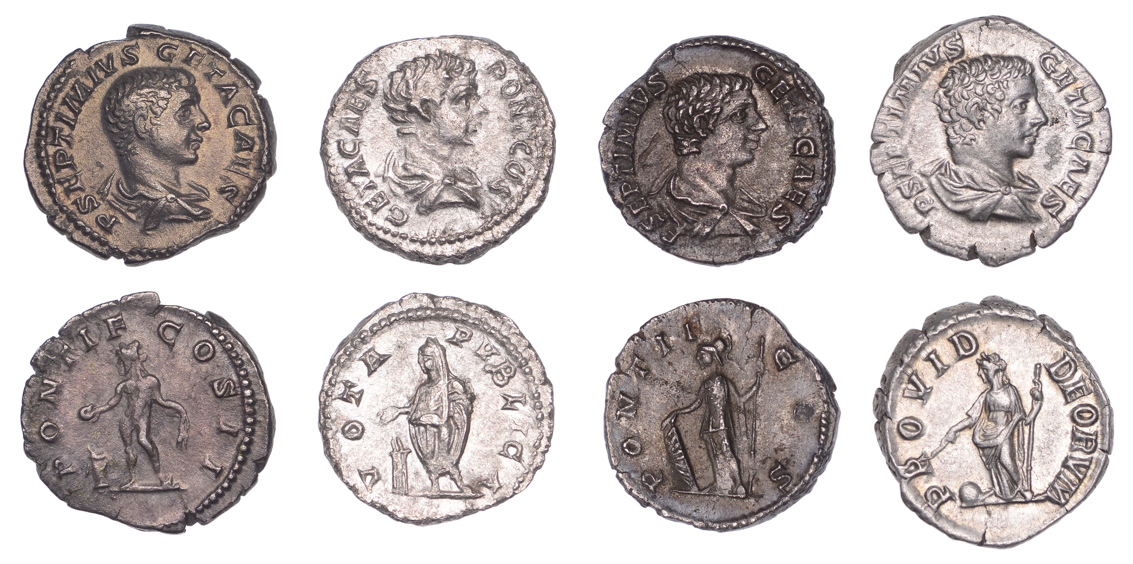 Geta (Cæsar 198-209), Denarii (4), 203-8, bare-headed and draped bust
