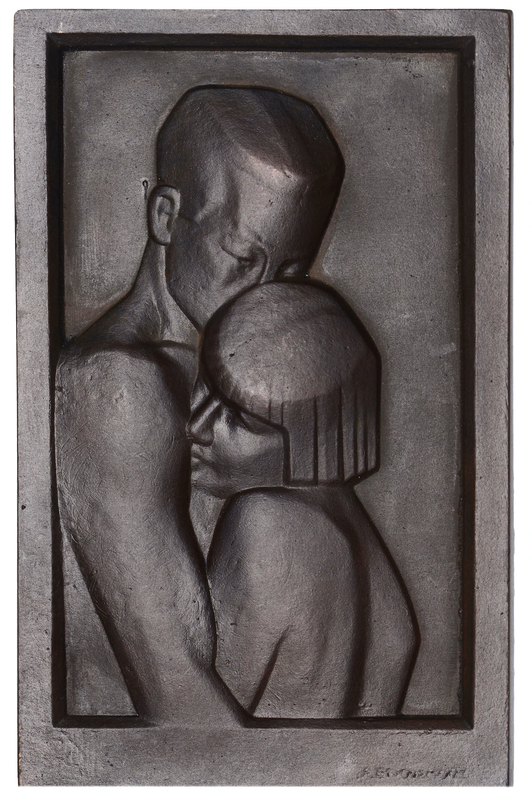 FRANCE, Le Couple [The Couple], c. 1927, an Art Nouveau uniface bronze