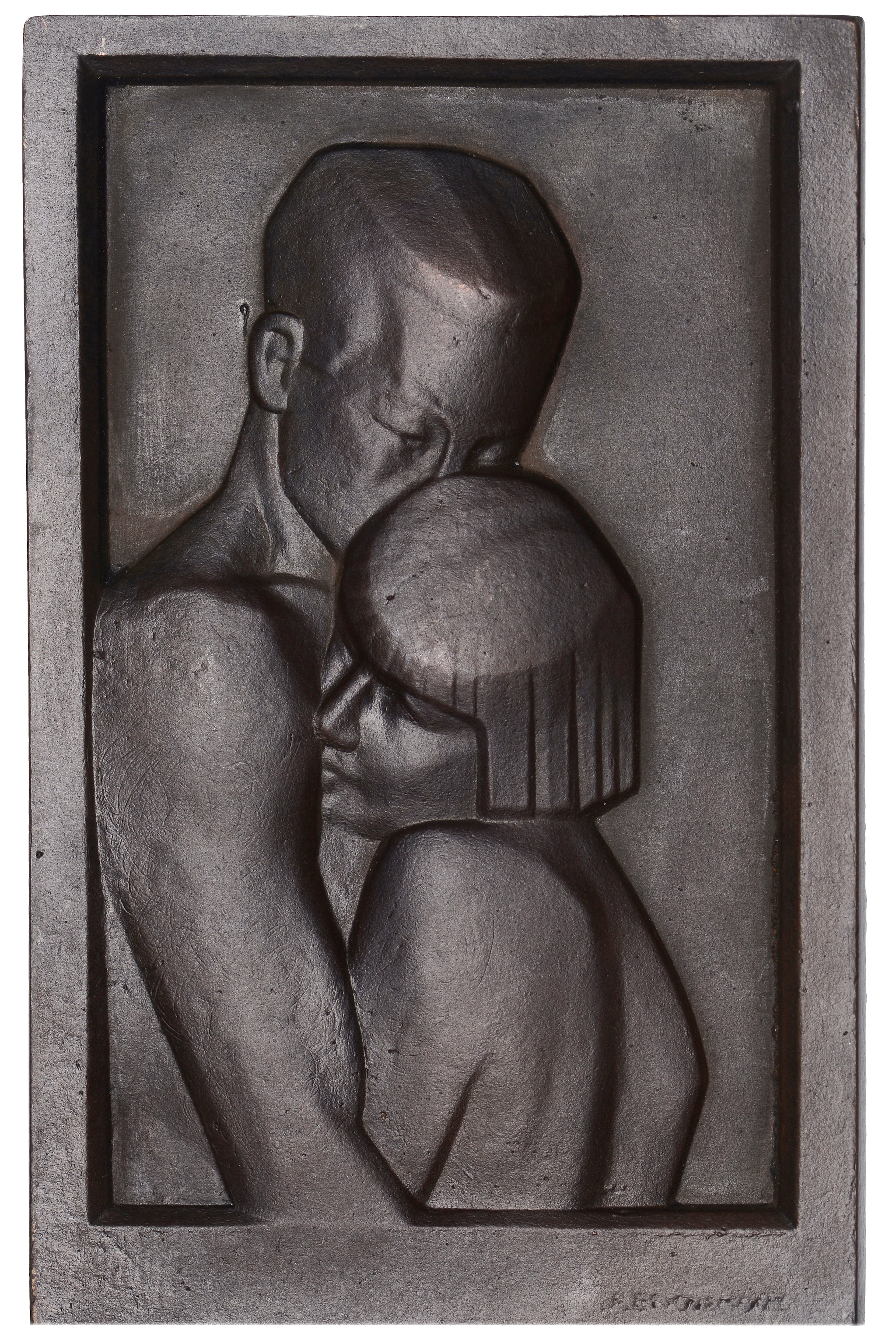 FRANCE, Le Couple [The Couple], c. 1927, an Art Nouveau uniface bronze