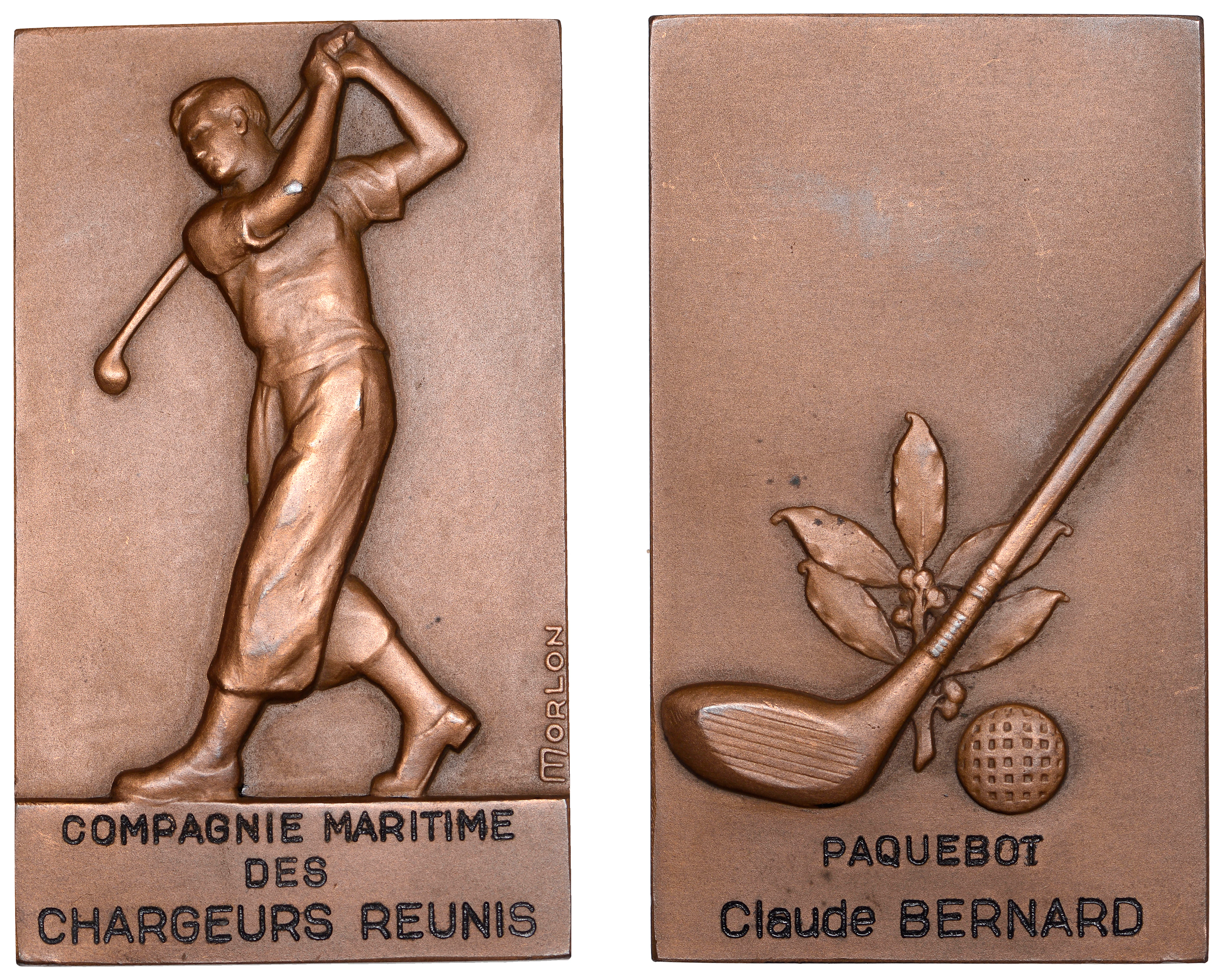 FRANCE, Joueur de Golf, 1936, a bronze award plaque by P.-A. Morlon