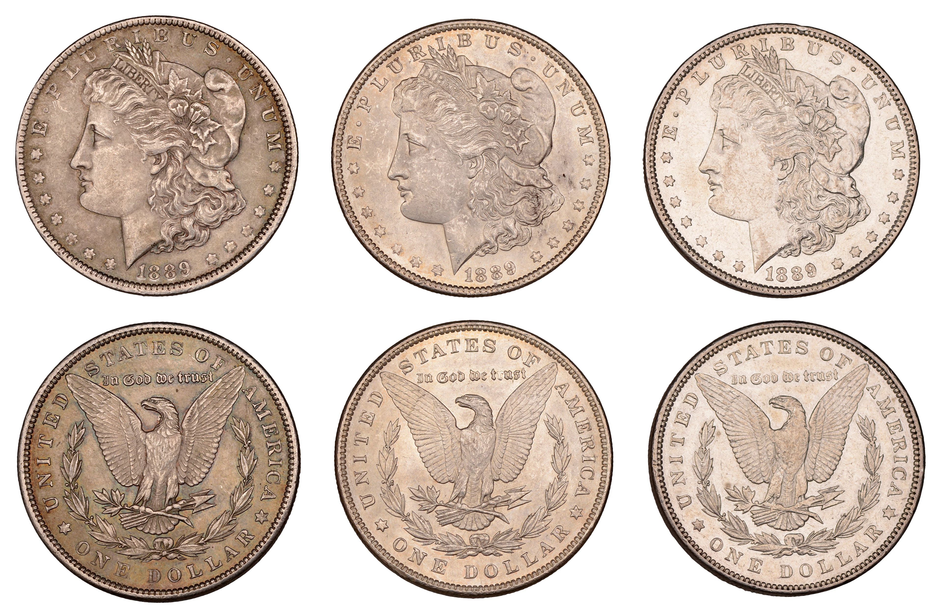 United States of America, Dollars (3), all 1889, Philadelphia (KM