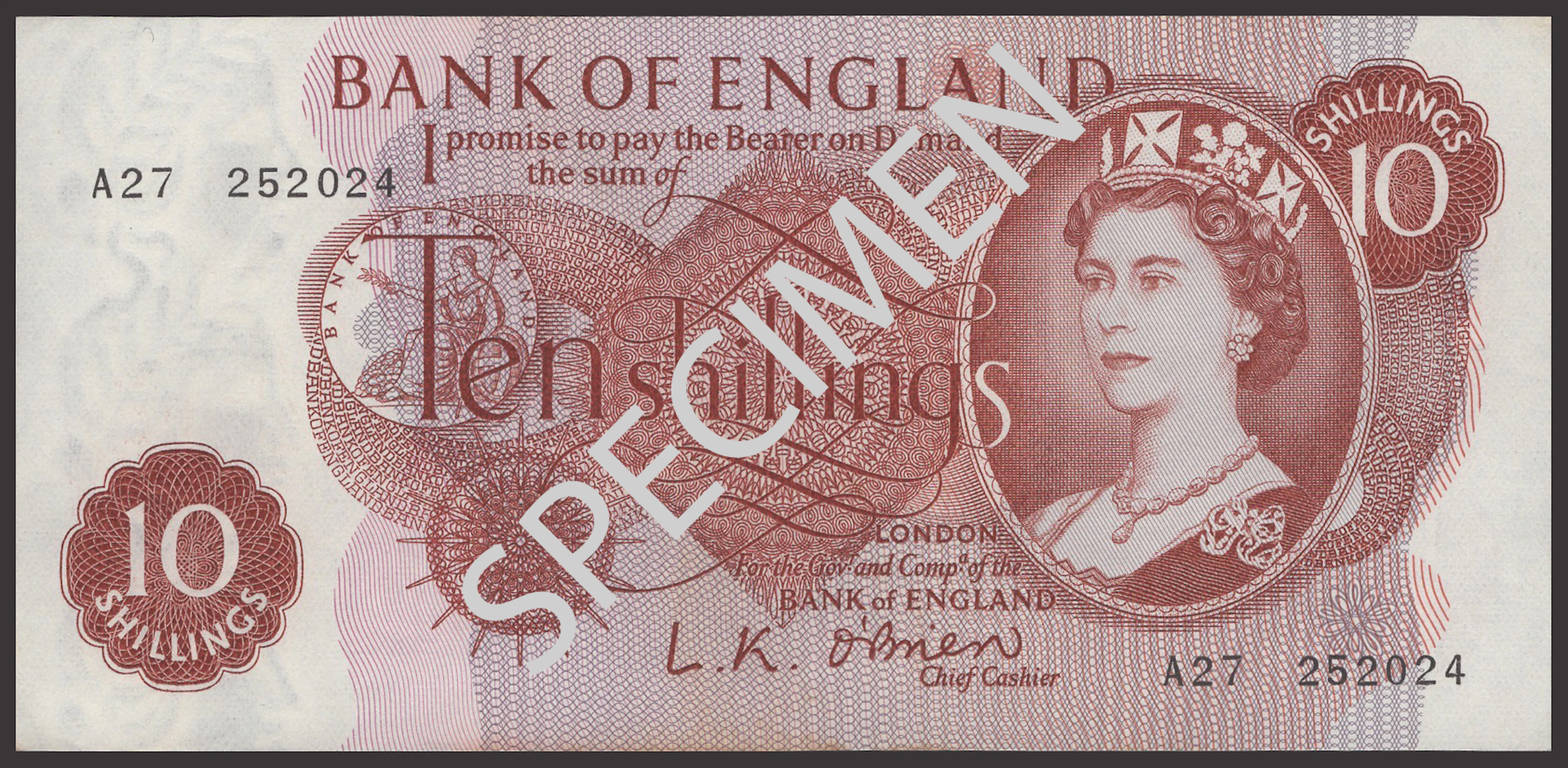 Bank of England, Leslie K. O’Brien, 10 Shillings (158), 12 October