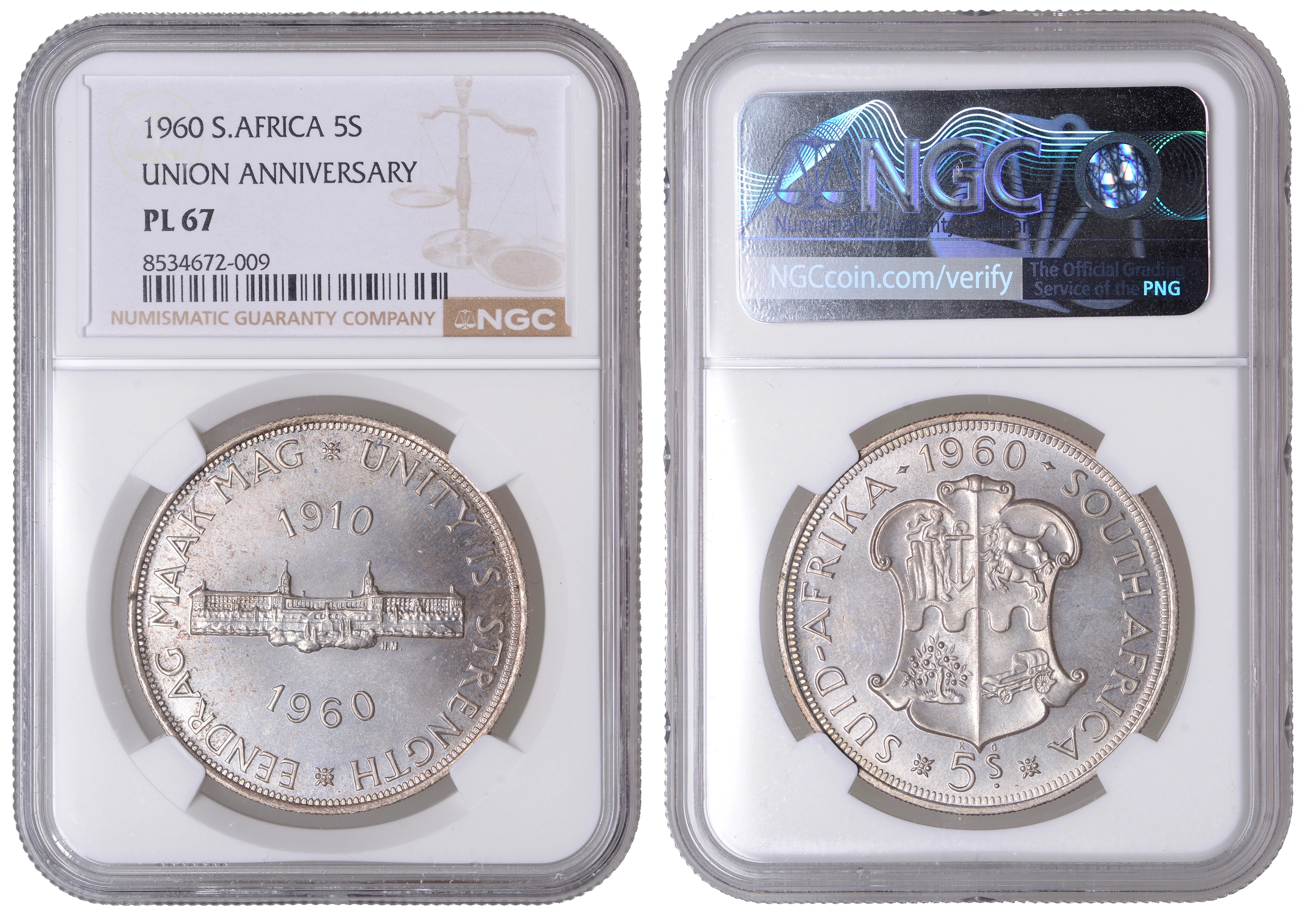 South Africa, Elizabeth II, Five Shillings, 1960, 50th Anniversary