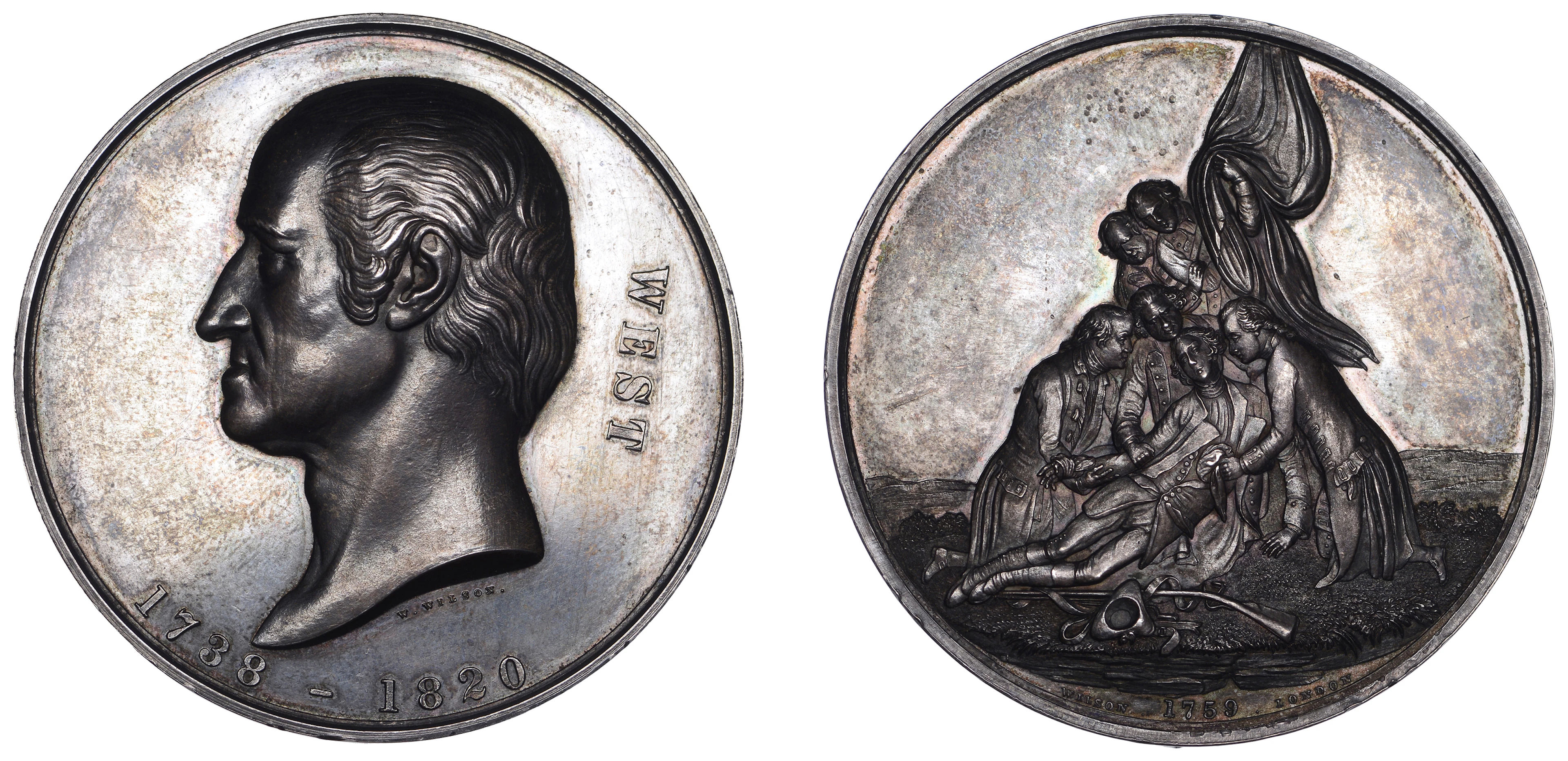 ENGLAND, Benjamin West, 1866, a silver medal by W.A. Wilson for the