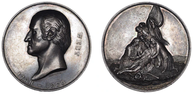 ENGLAND, Benjamin West, 1866, a silver medal by W.A. Wilson for the
