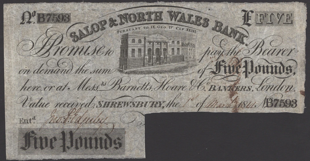 Salop & North Wales Bank, Shrewsbury, for (Price, Jones & Edwards)