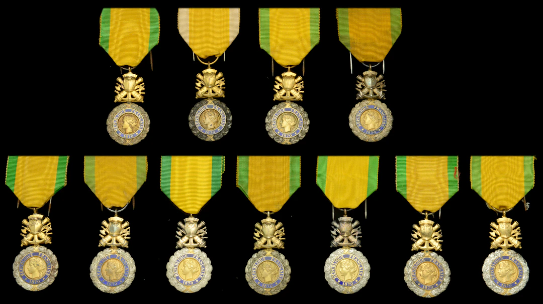 France, Third Republic, Medaille Militaire (11), silver, silver-gilt