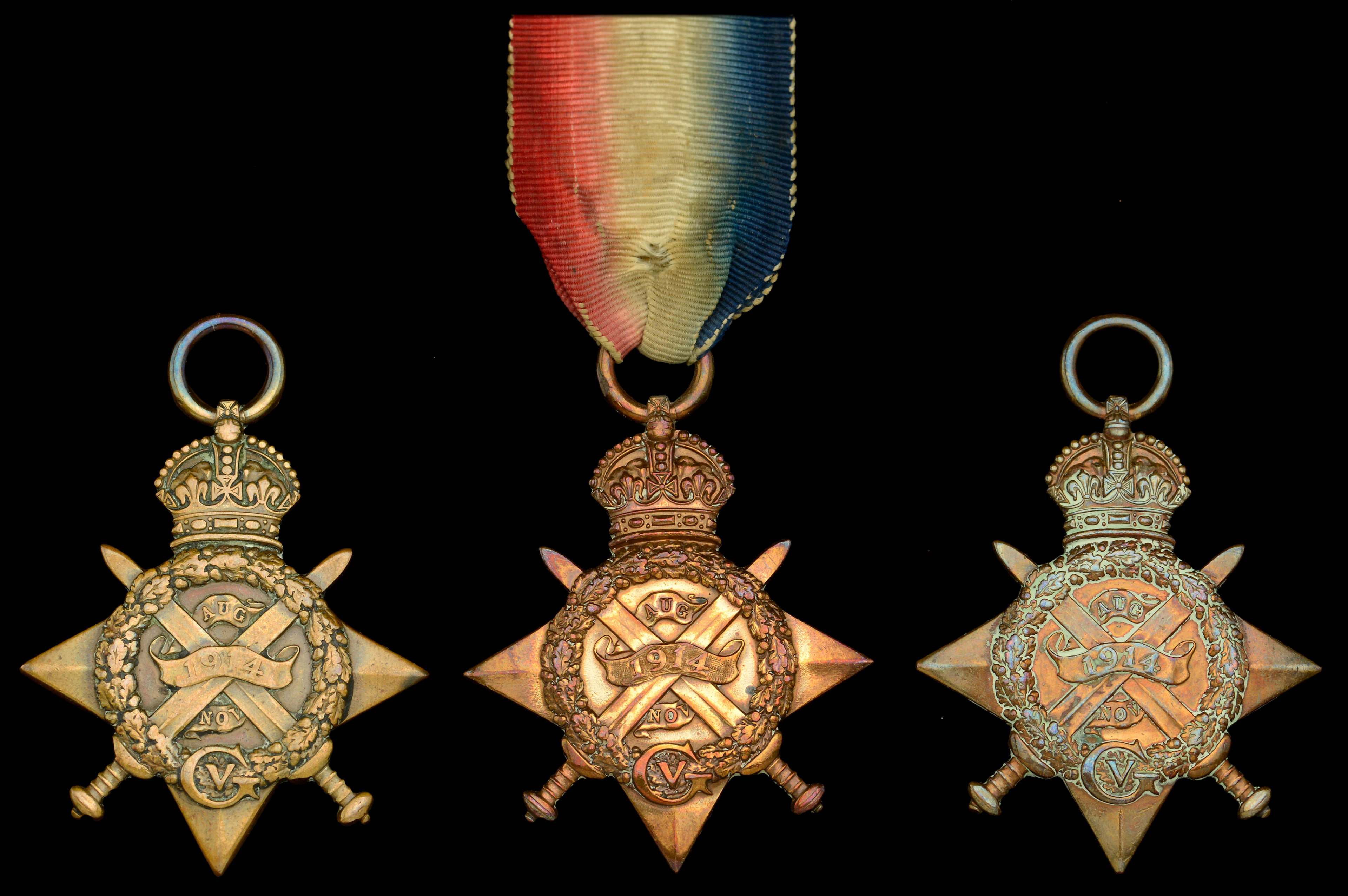 1914 Star (3) (8385 Pte. A. J. Carter. R.W. Fus.; 5560 C.Sjt. F. R.