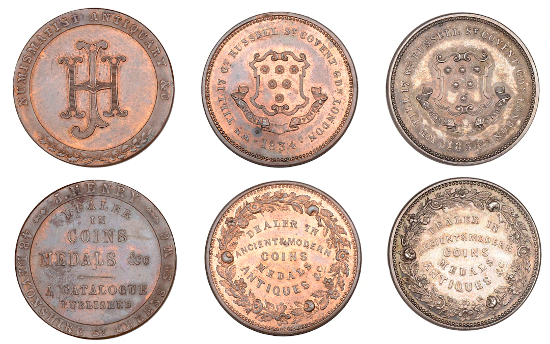 LONDON, Covent Garden, William Till, 1834, a pair of silver and copper