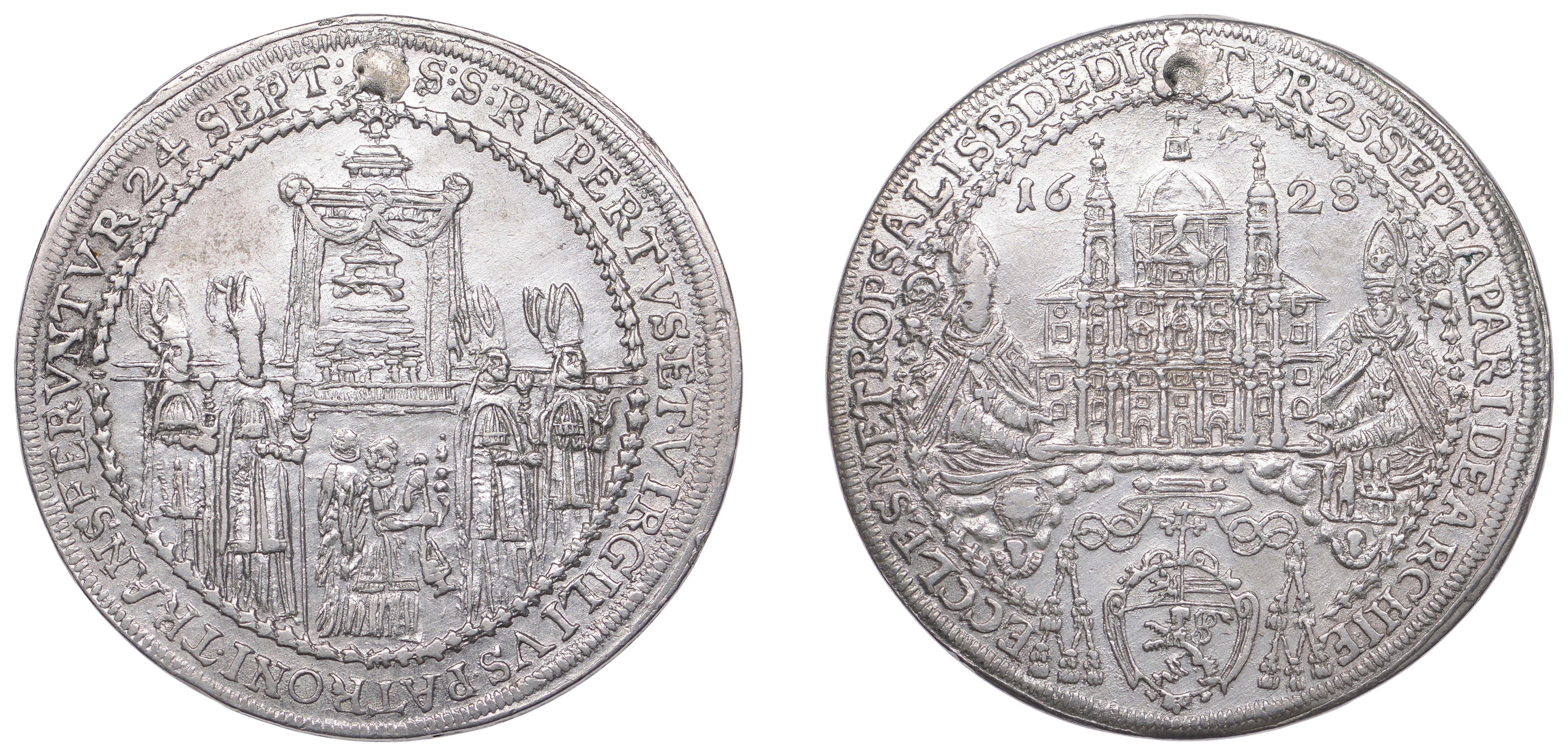 Austria, Salzburg, Paris von Lodron, Half-Thaler, 1628, Cathedral