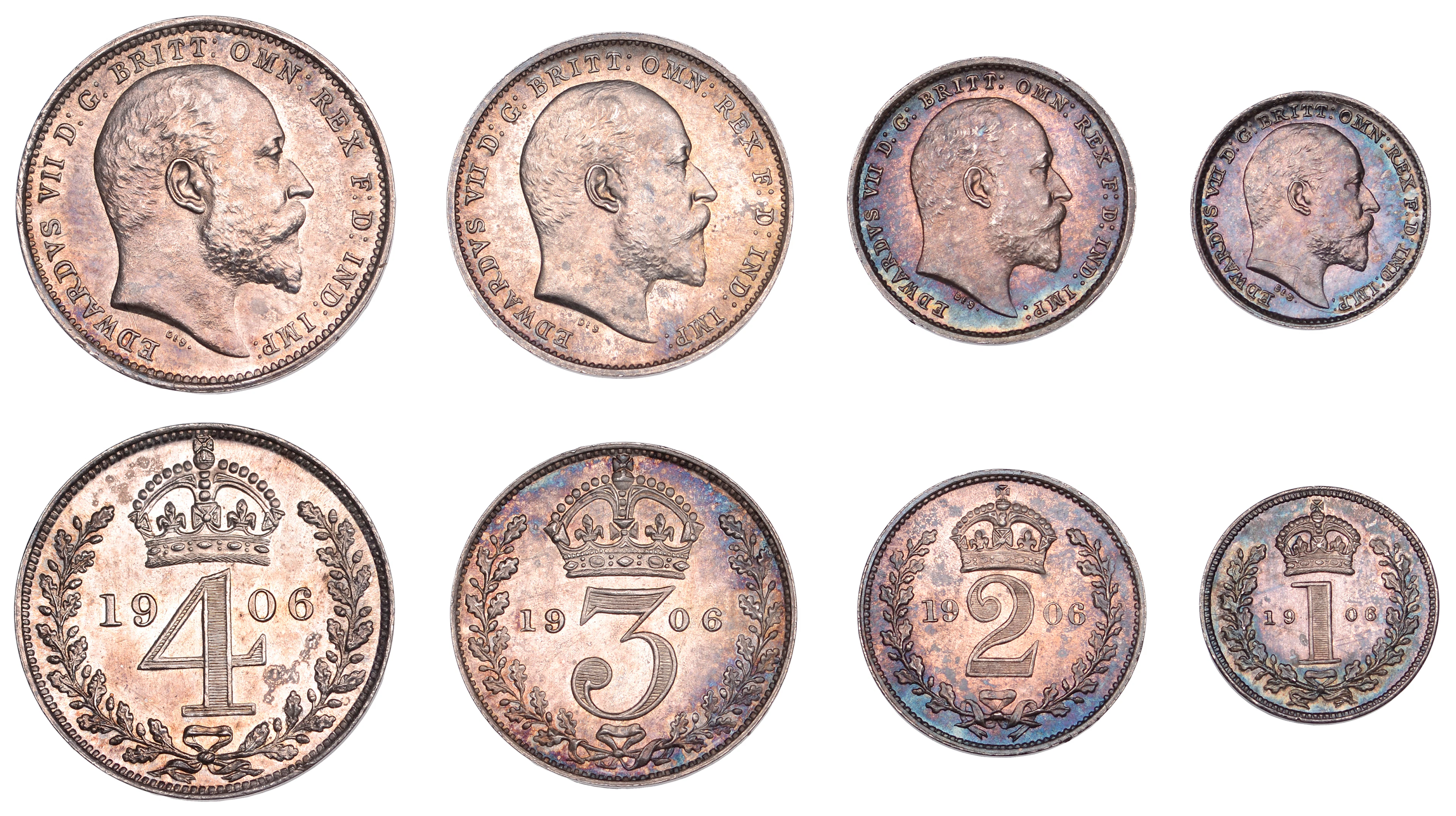 Edward VII (1901-1910), Maundy Set, 1906 (ESC 3612; S 3985). Toned