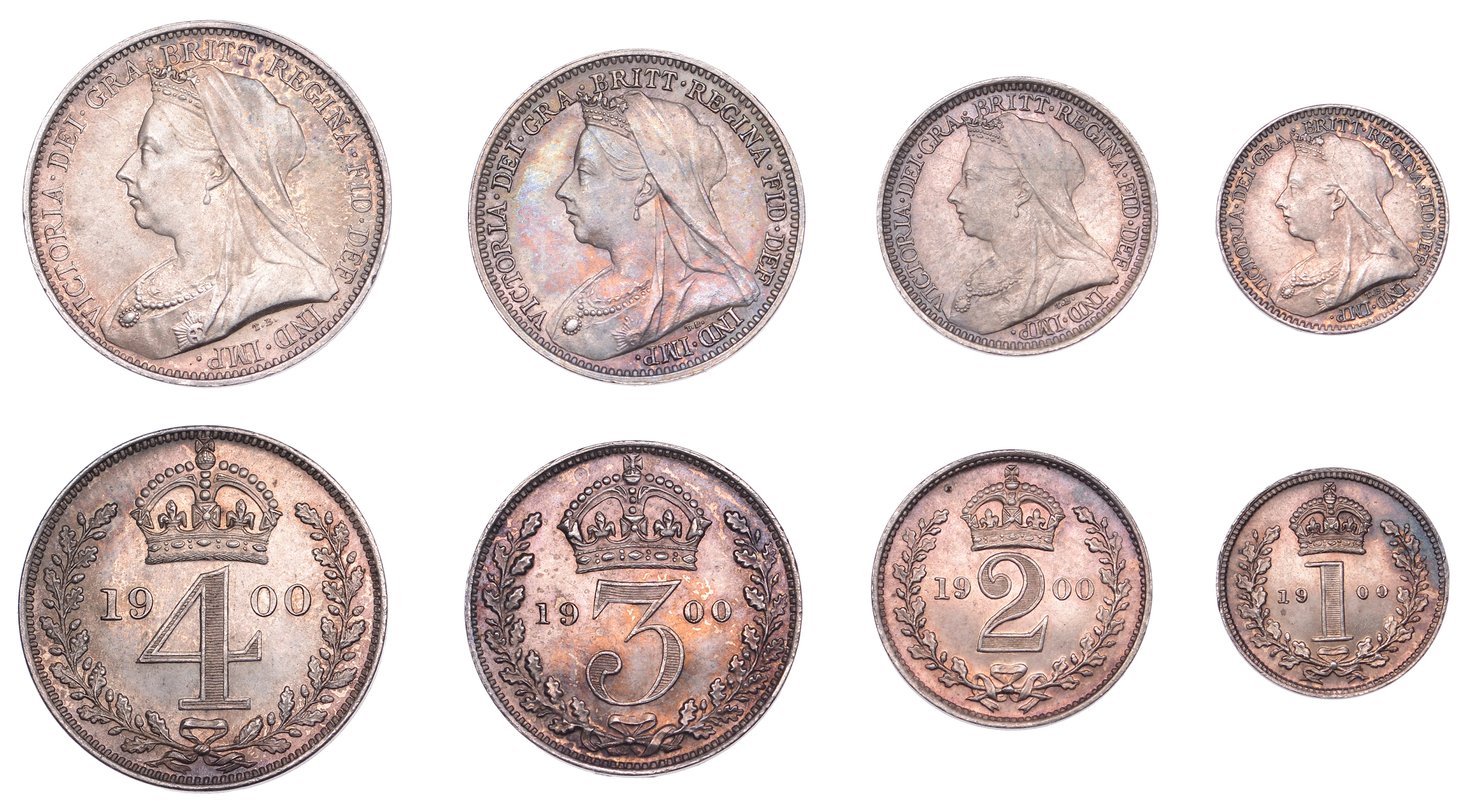 Victoria (1837-1901), Maundy Set, 1900 (ESC 3558; S 3943) [4]. Extremely