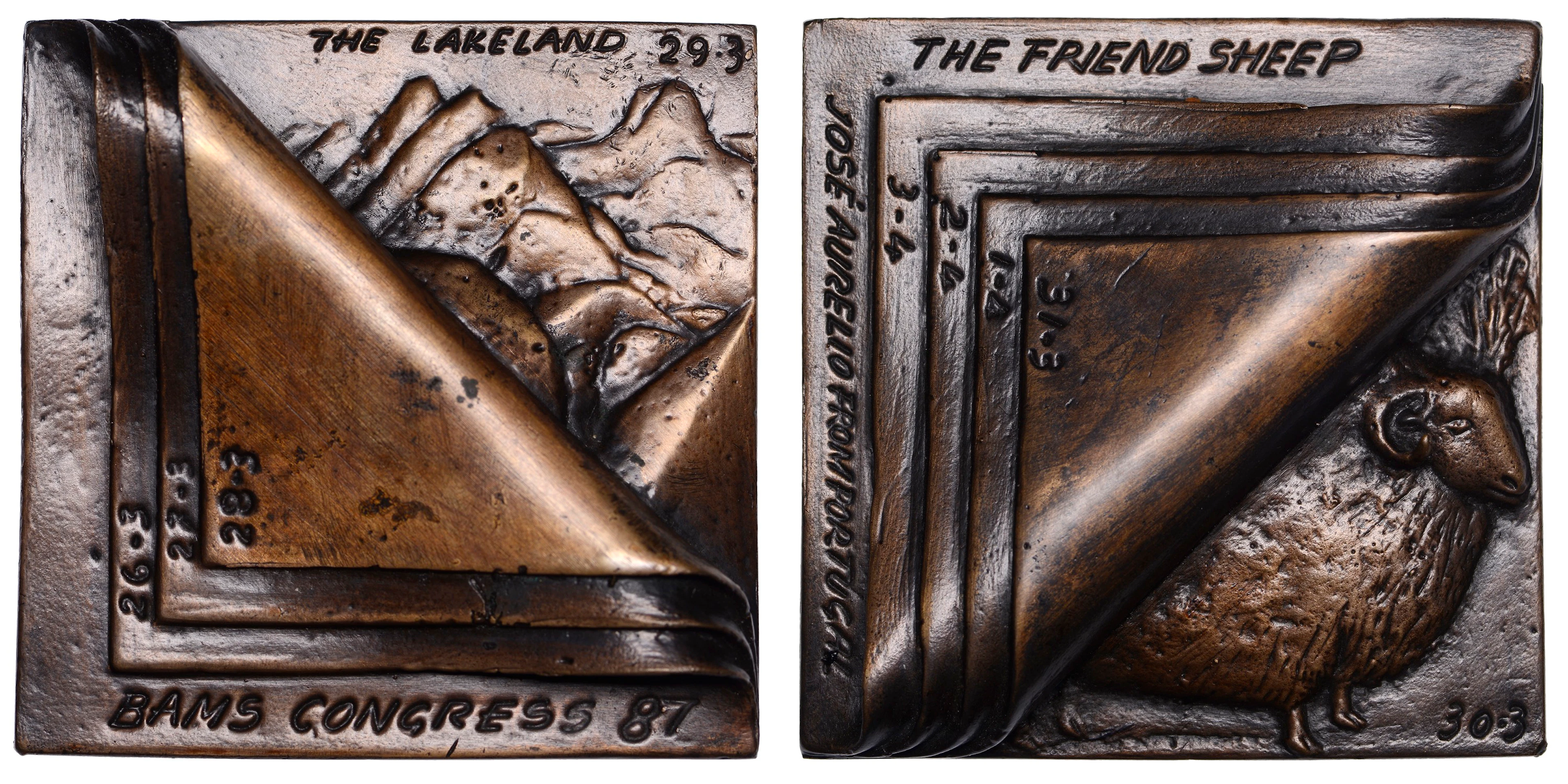 ENGLAND, Diary, 1987, a square cast bronze plaque by J.M. Aurelio
