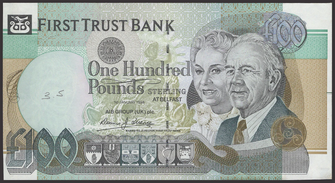 First Trust Bank, specimen proof £100, 1 January 1998, no serial number
