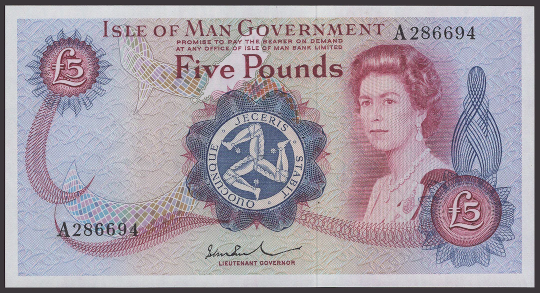 Isle of Man Government, John W. Paul, £5, ND (1974), serial number