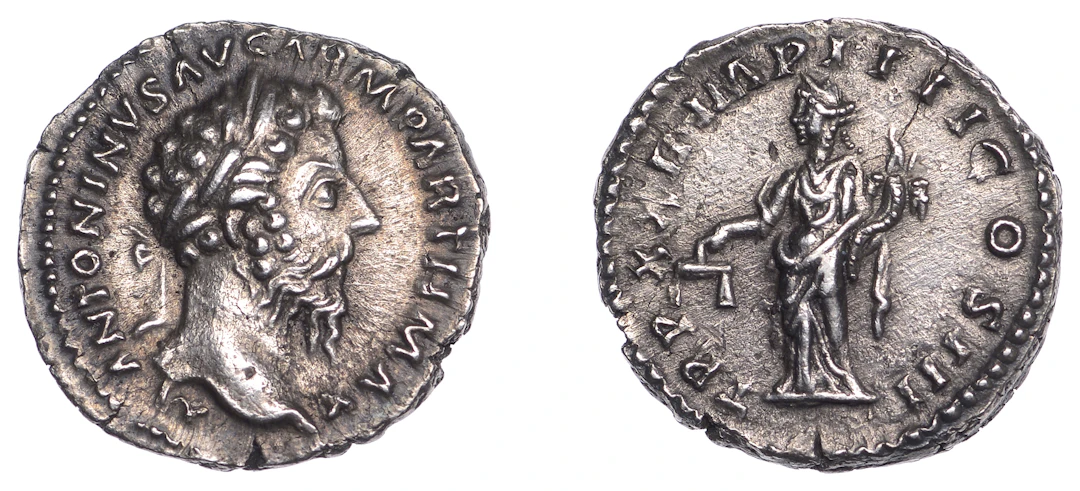 Marcus Aurelius (161-180), Denarius, 167-8, laureate head right, m