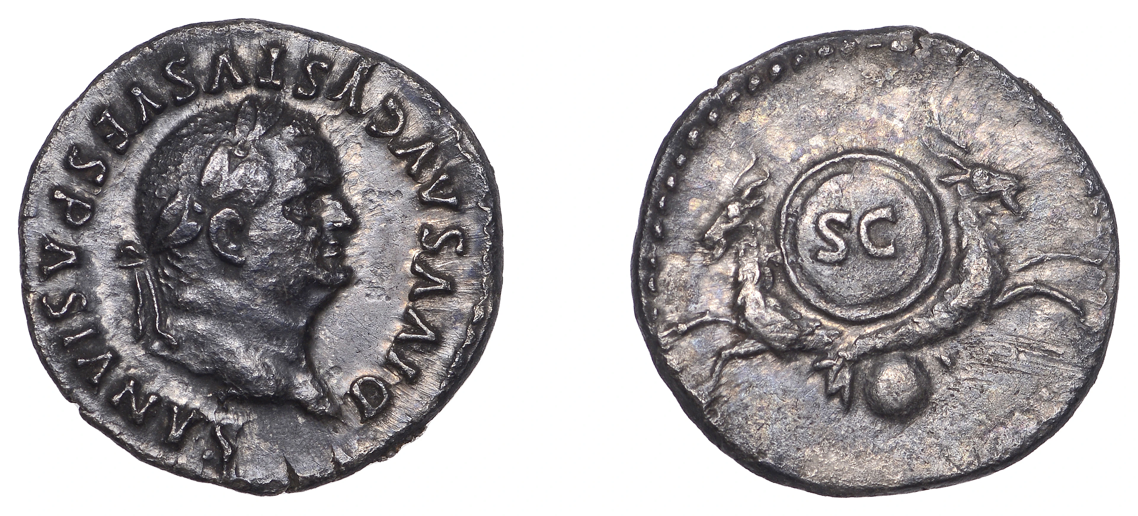Divus Vespasianus (consecrated 80), Denarius, 80-81, laureate head