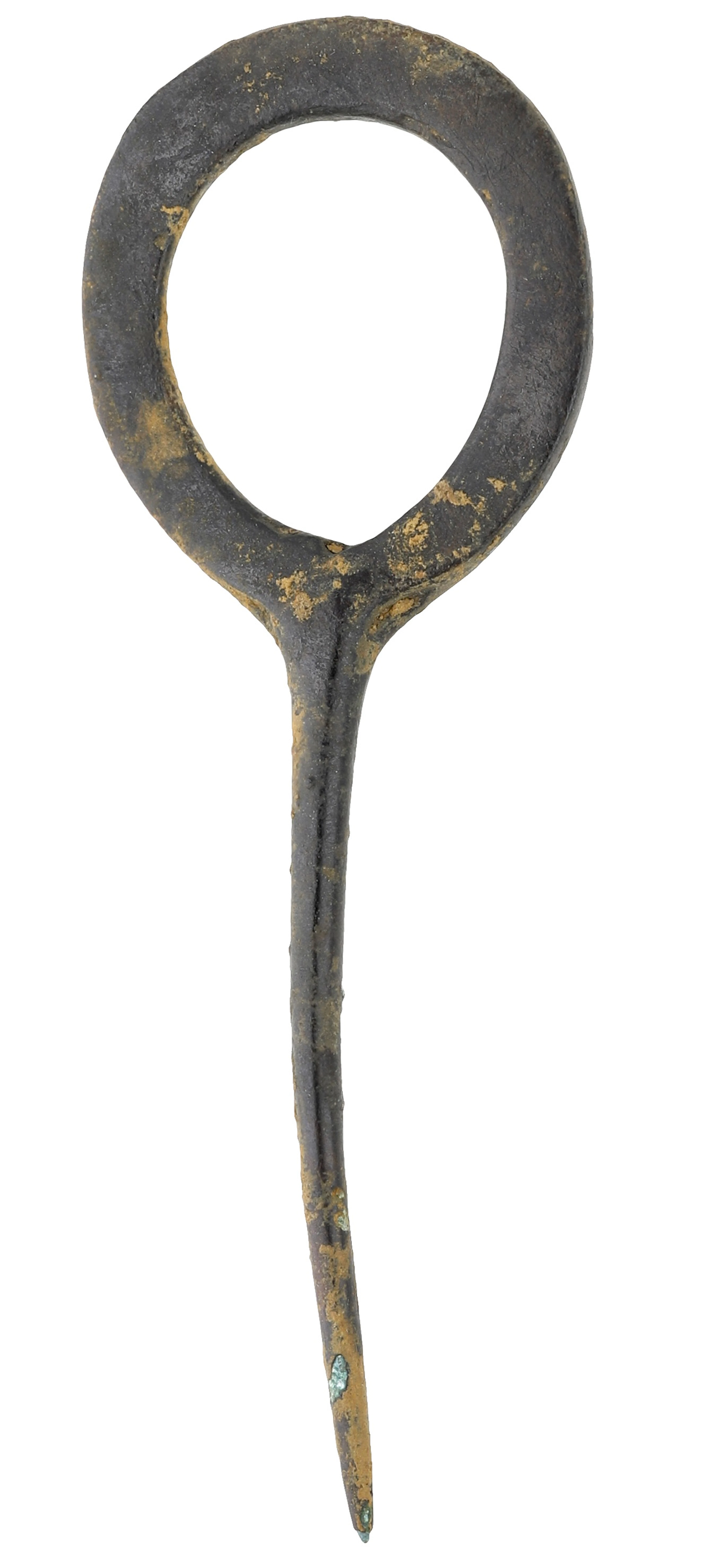 A Middle Bronze Age copper alloy pin, circa 1500-1200 BC., the flat
