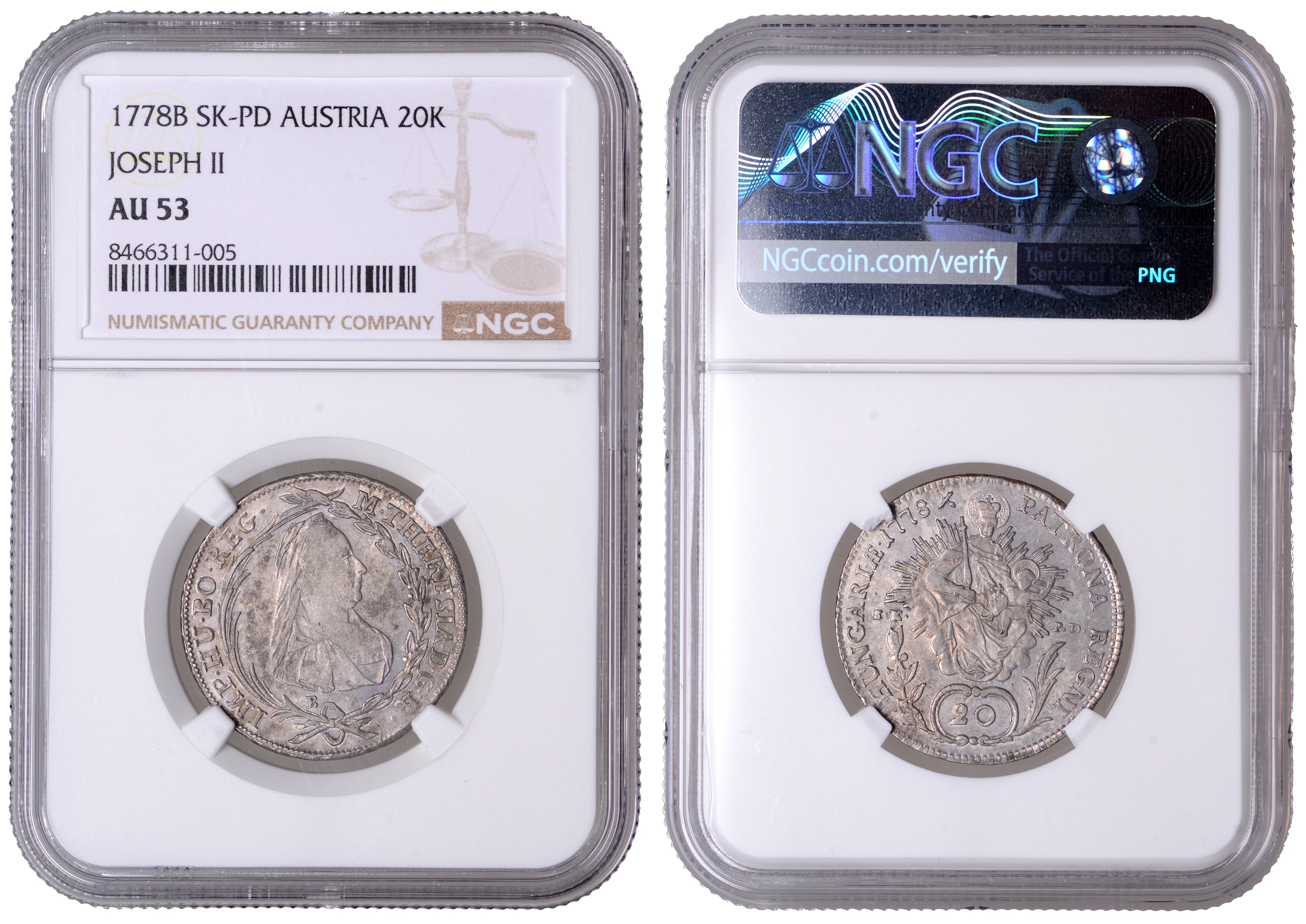 Hungary, Maria Theresa, 20 Krajczár or Kreuzers, 1778 sk-pd b, Kremnica