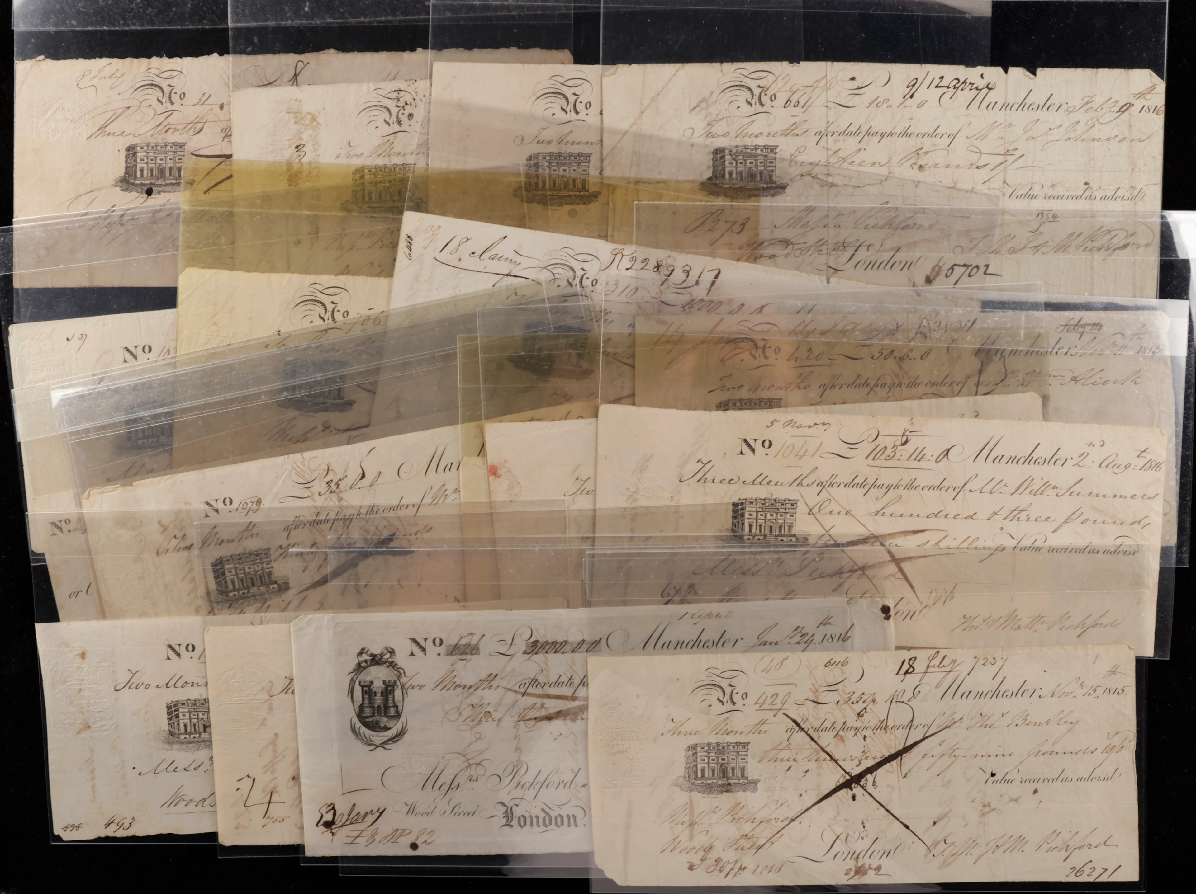 Bills of Exchange, mainly for canals, a group of eighteen issued in