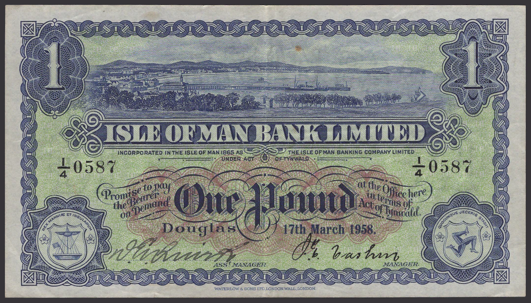 Isle of Man Bank Limited, £1, 17 March 1958, serial number I/4 0587