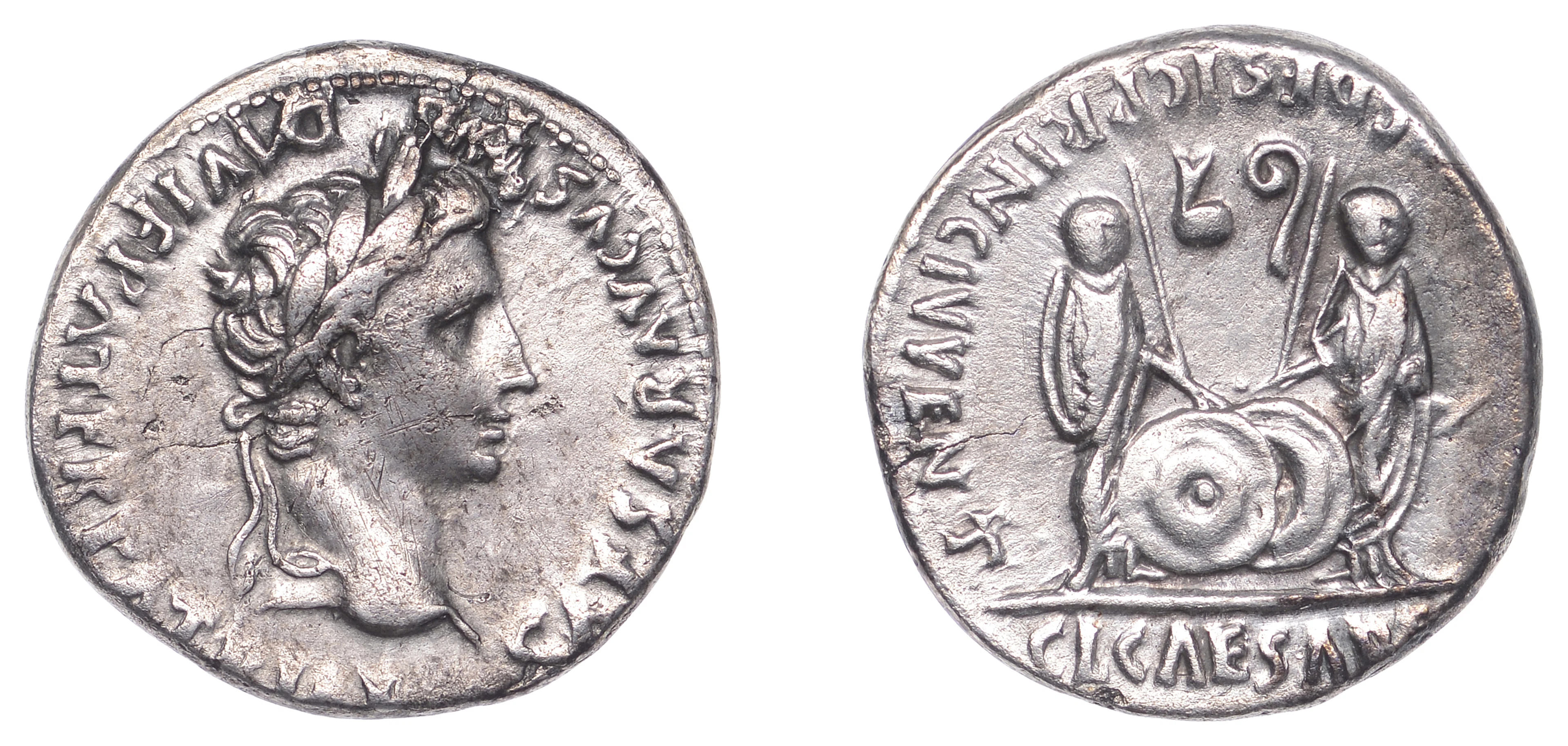 Augustus (27 BC-AD 14), Denarius, Lugdunum, 2 BC-AD 4, laureate head